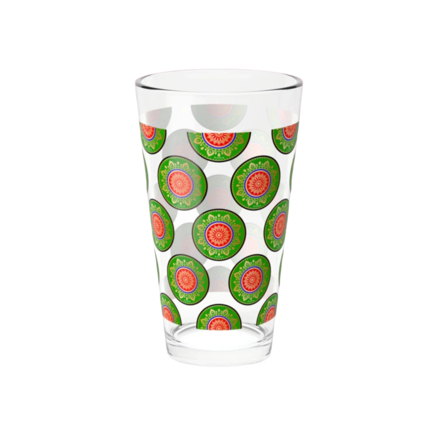 16oz Szukar Roma mixing glass with bold street-style typography design.