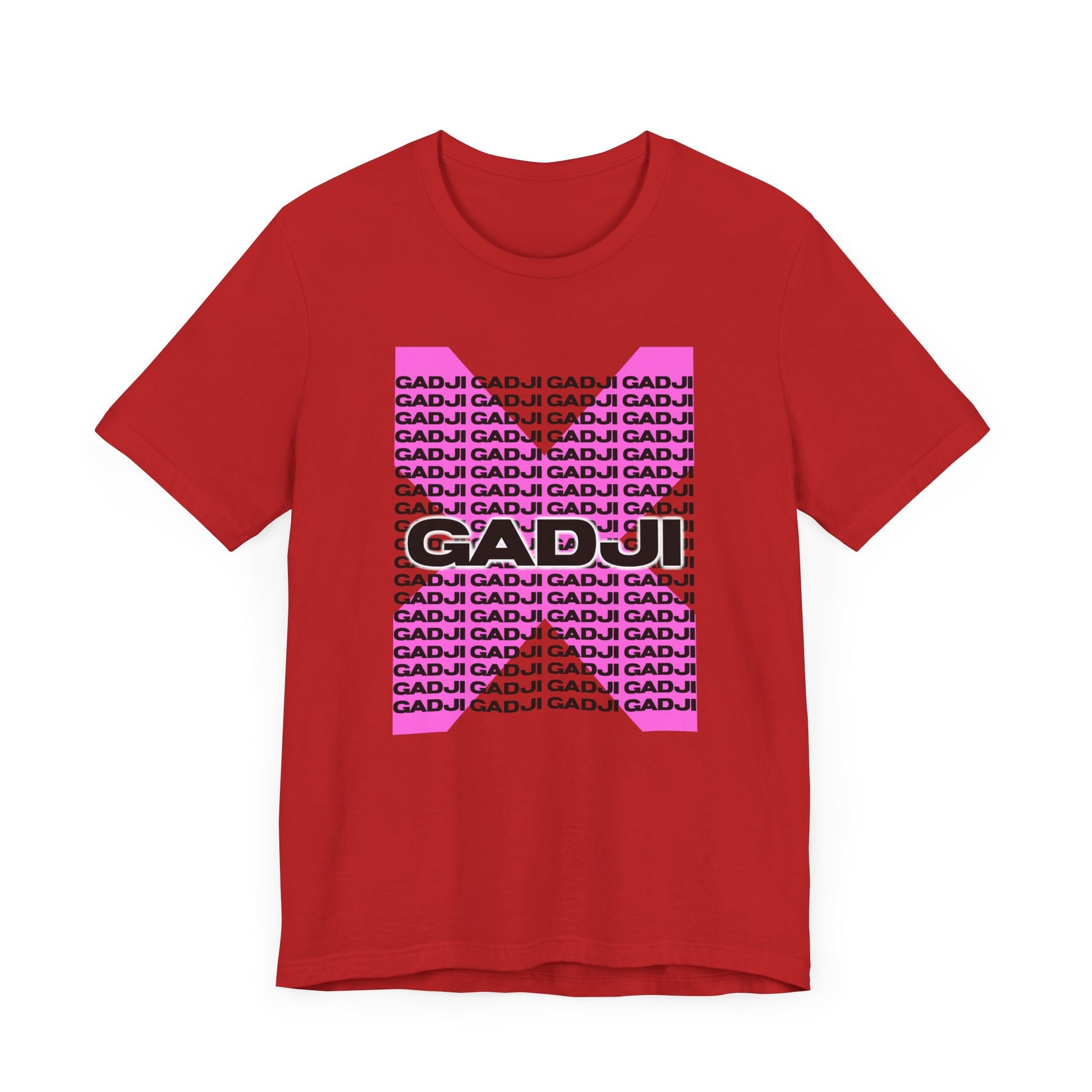 Cream t-shirt with large vintage GADJI font across the chest and subtle Roma details.