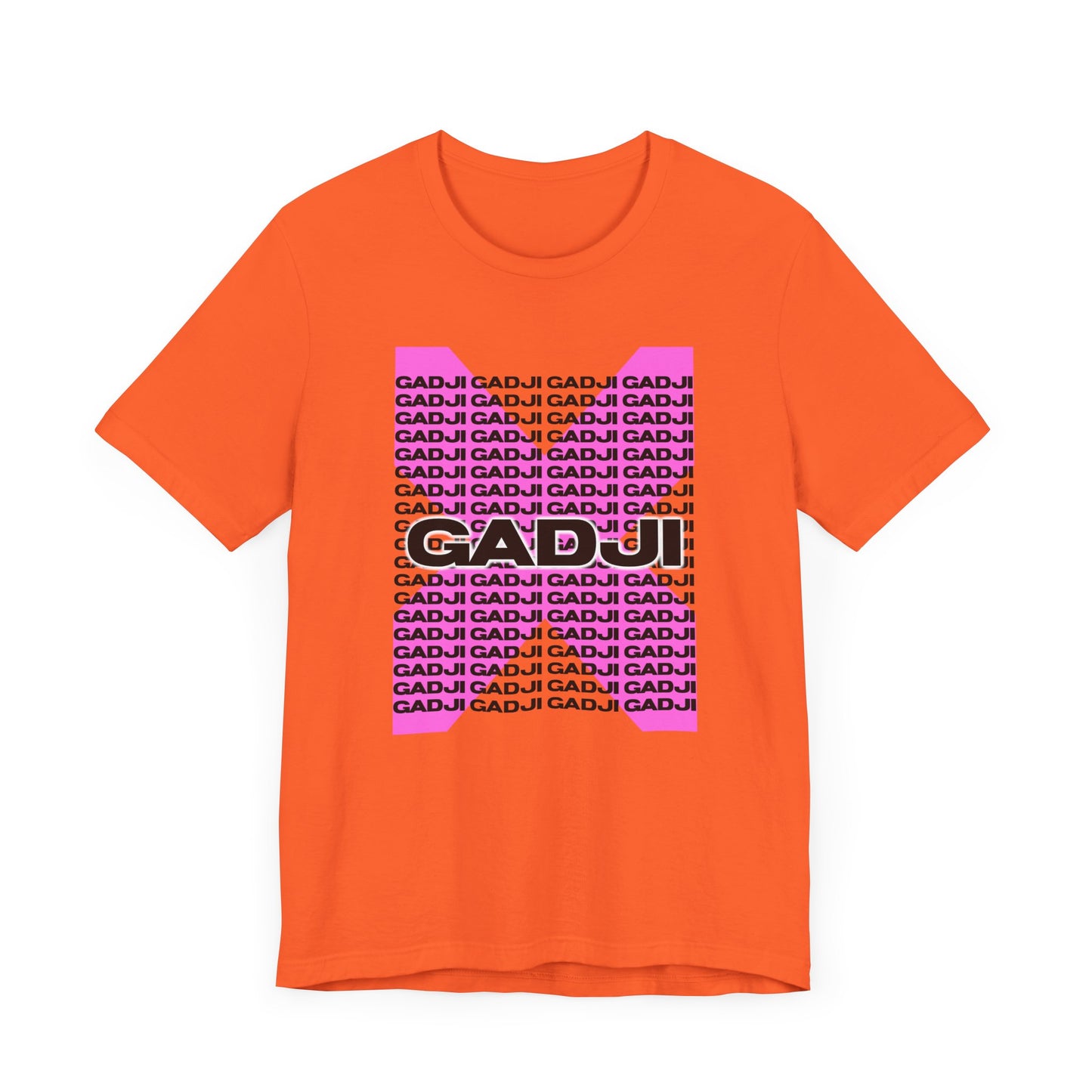 GADJI logo tee with distressed text effect on breathable cotton fabric.