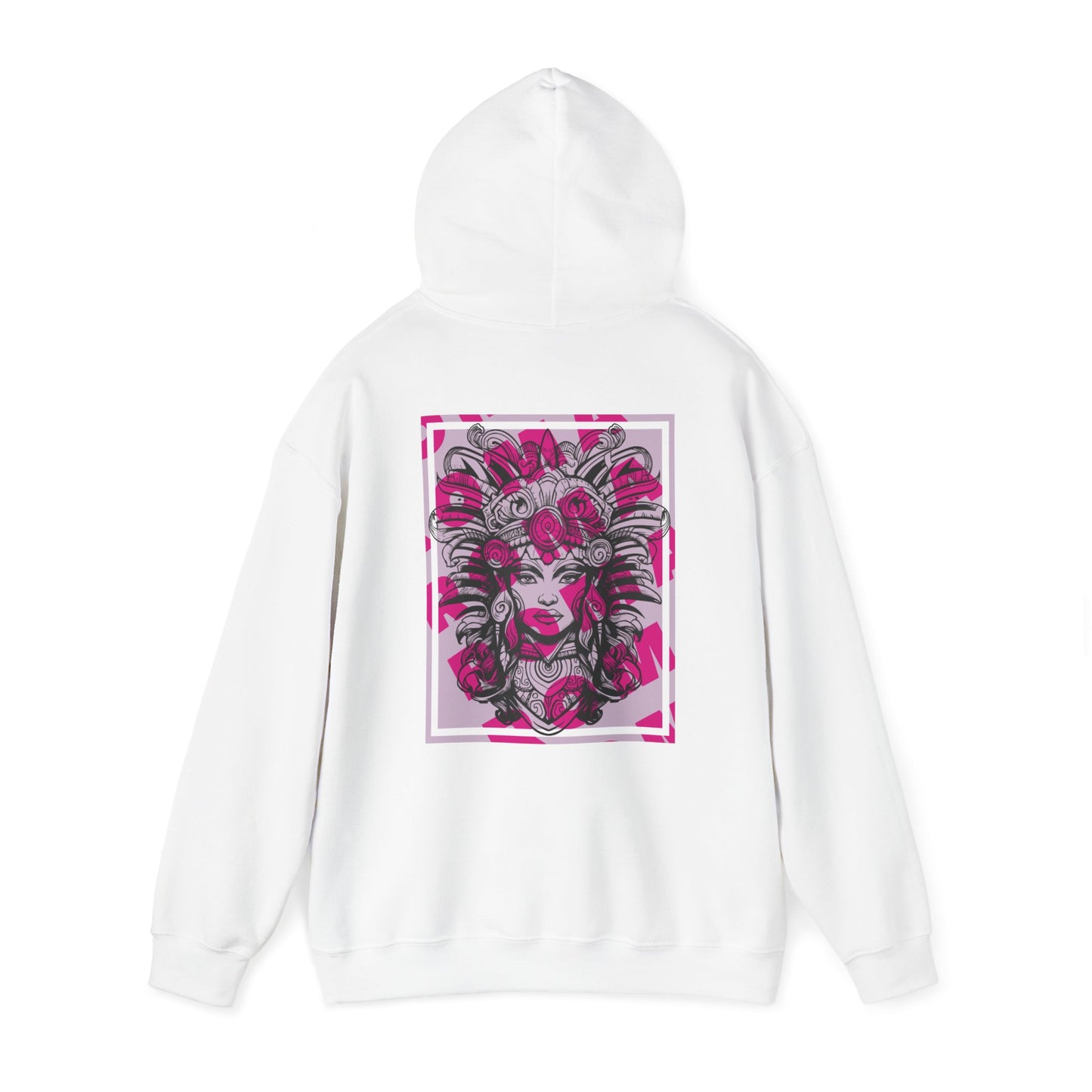 Hoodie with a close-up girl’s face graphic, capturing emotion through intense eye contact.


