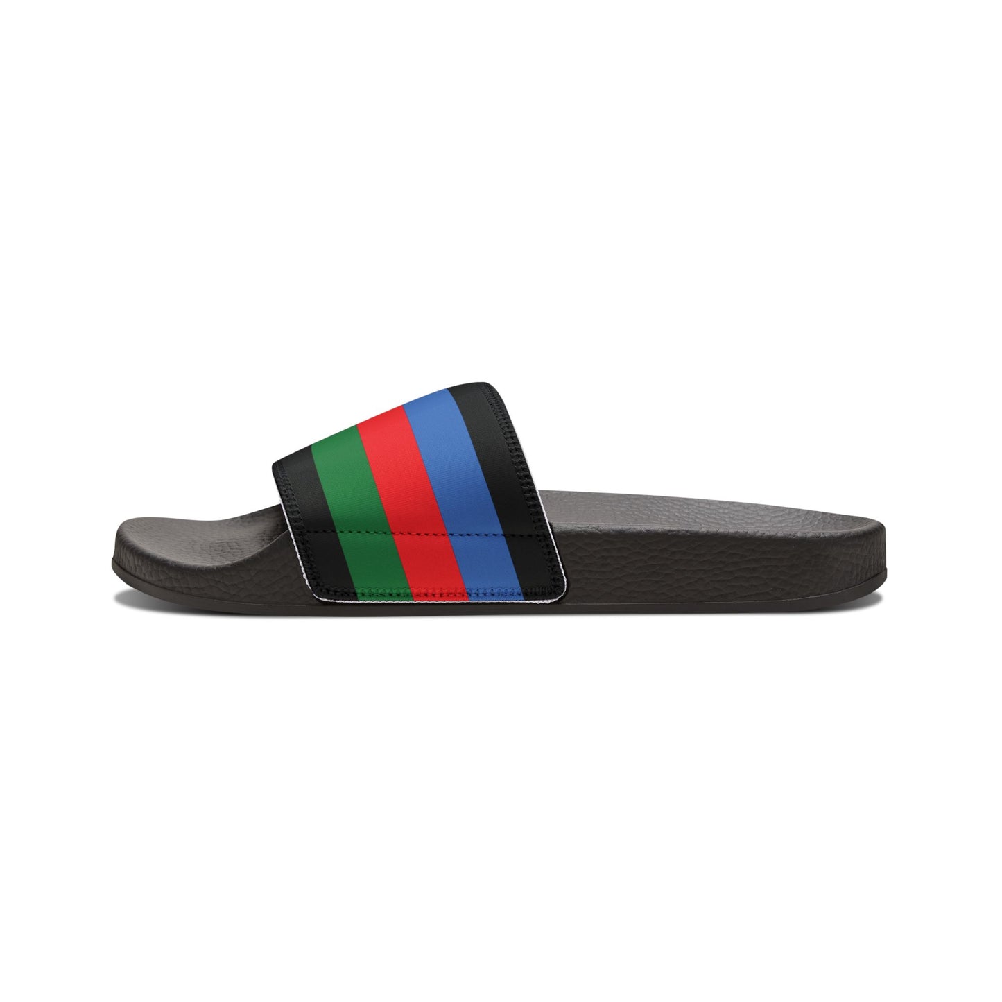 Minimalist slipper with powerful Roman flag hues — striking red with refined gold.
