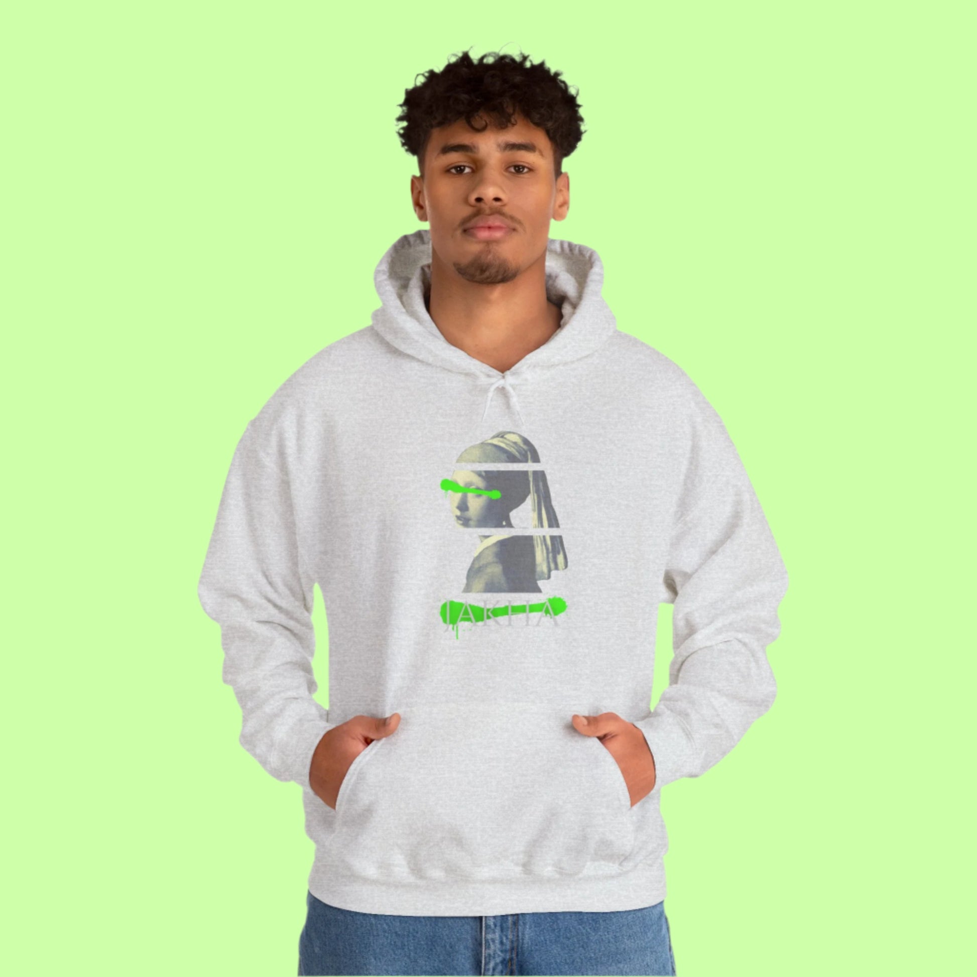 Hoodie featuring a striking portrait of a Roma girl with symbolic design elements woven into the artwork.