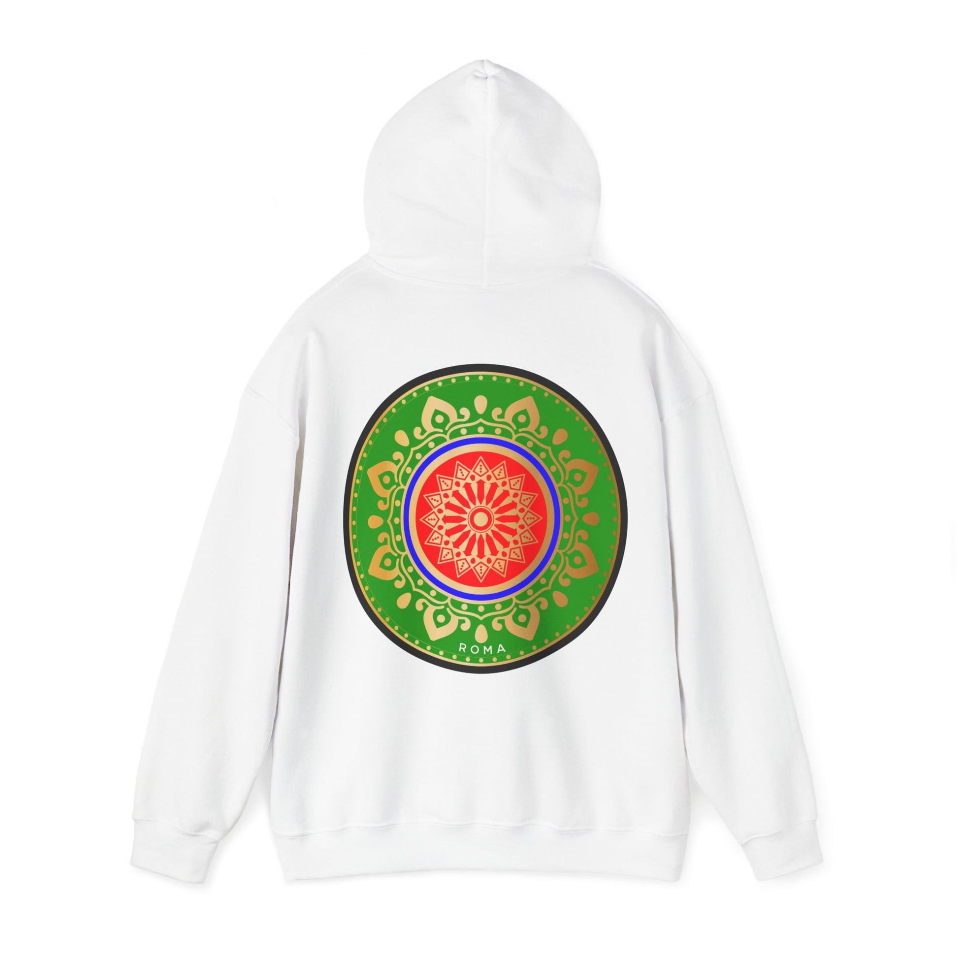 back hoodie szukar roma sketch  and circle design light gray