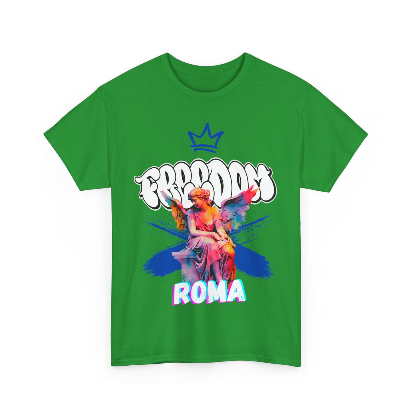green t-shirt tee front crown freedom angel sketch roma design