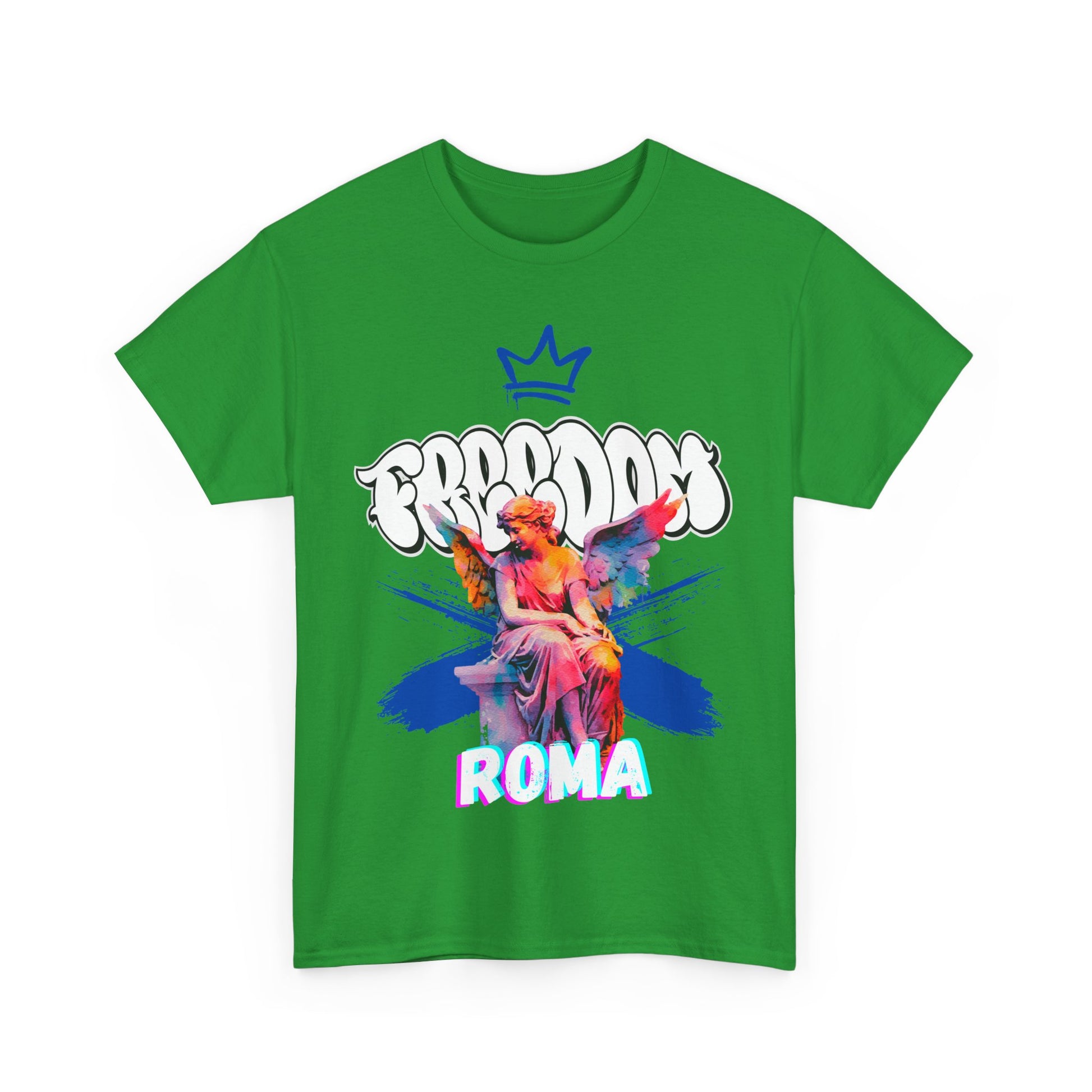 green t-shirt tee front crown freedom angel sketch roma design