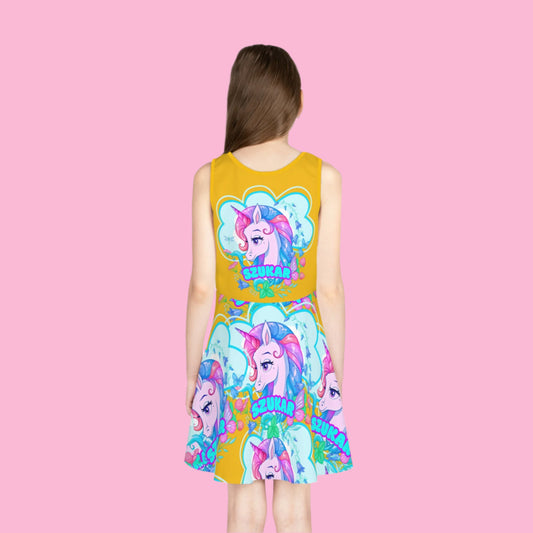 Young child wearing a pastel unicorn costume, radiating innocence and wonder.