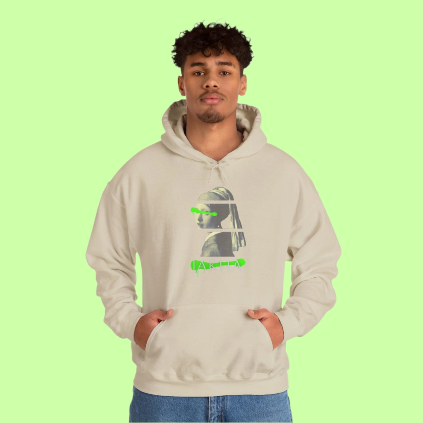 Expressive hoodie with close-up Roma girl illustration, infused with emotional depth and cultural flair.

