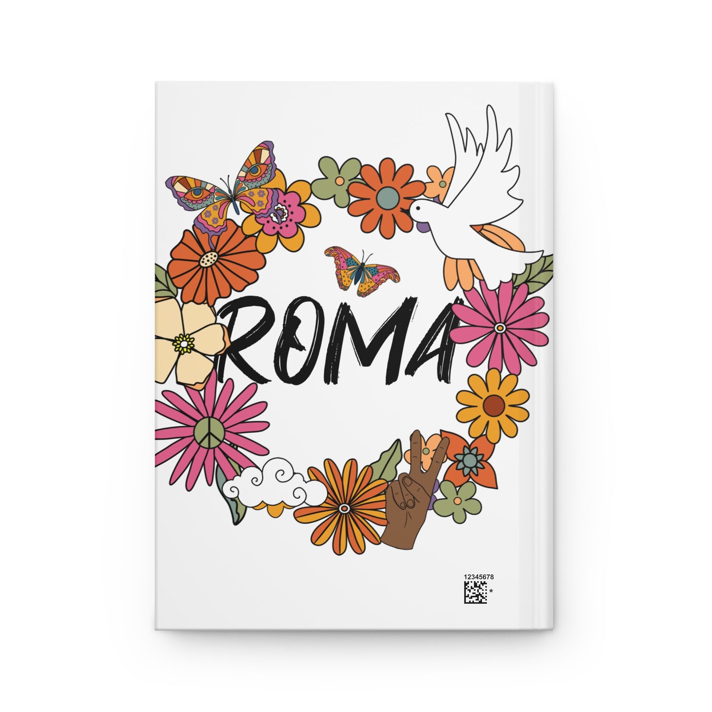 Travel-sized journal with classic ROMA print in faded ink for a timeless feel.