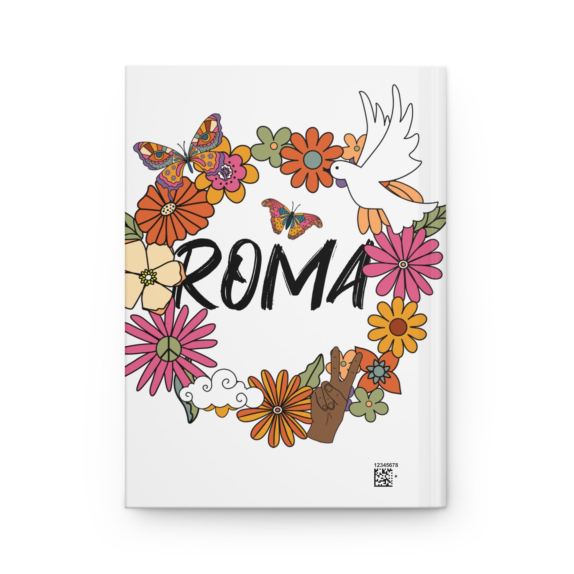 Travel-sized journal with classic ROMA print in faded ink for a timeless feel.