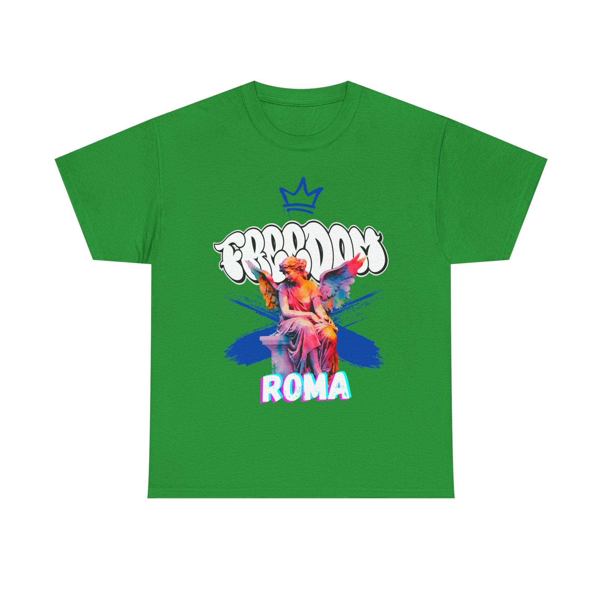 green t-shirt tee front crown freedom angel sketch roma design