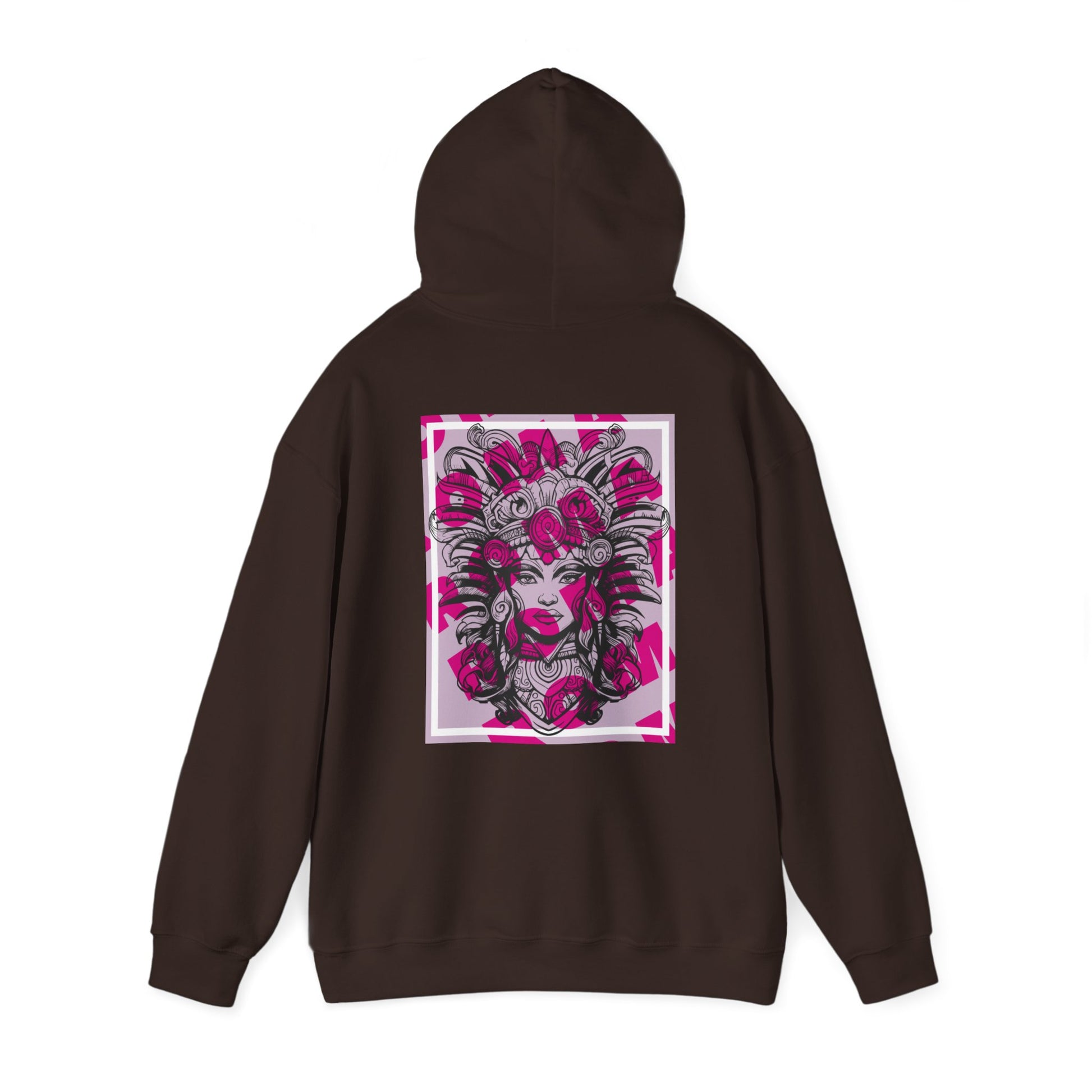 Close-up portrait of a girl printed on a hoodie, blending realism and stylized art.

