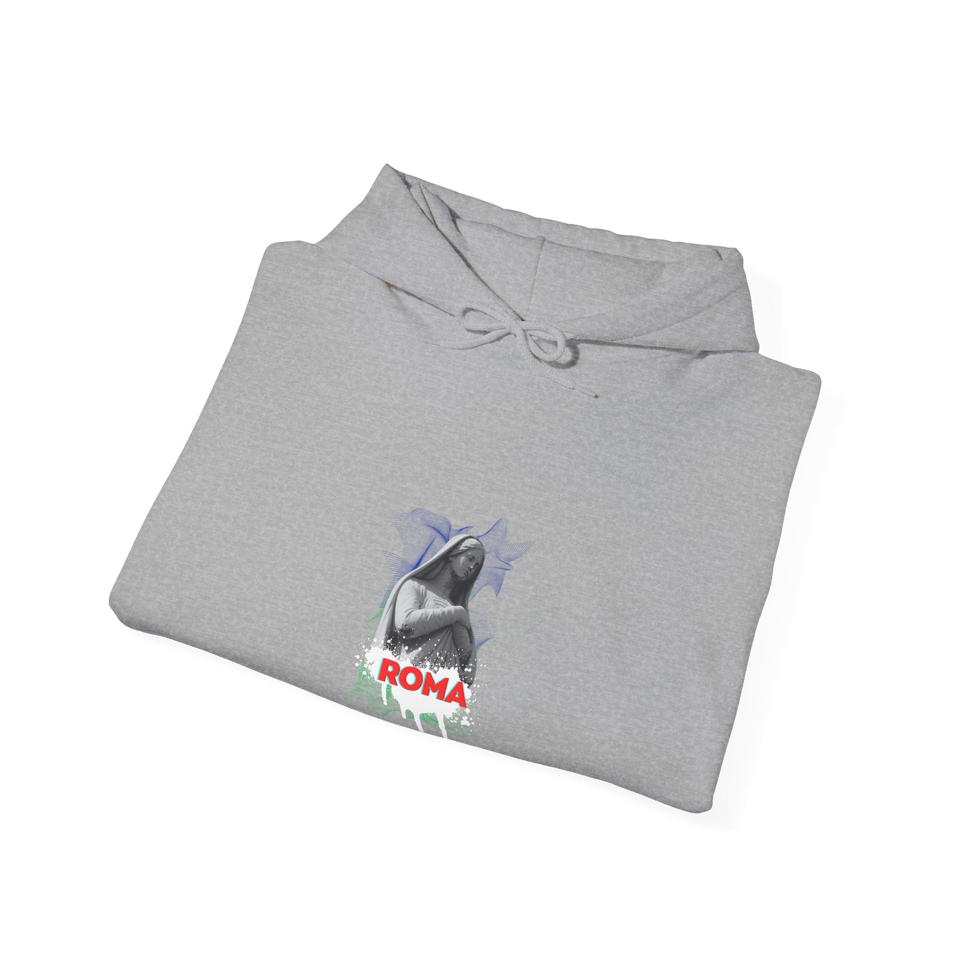 light gray folded hoodie roma design