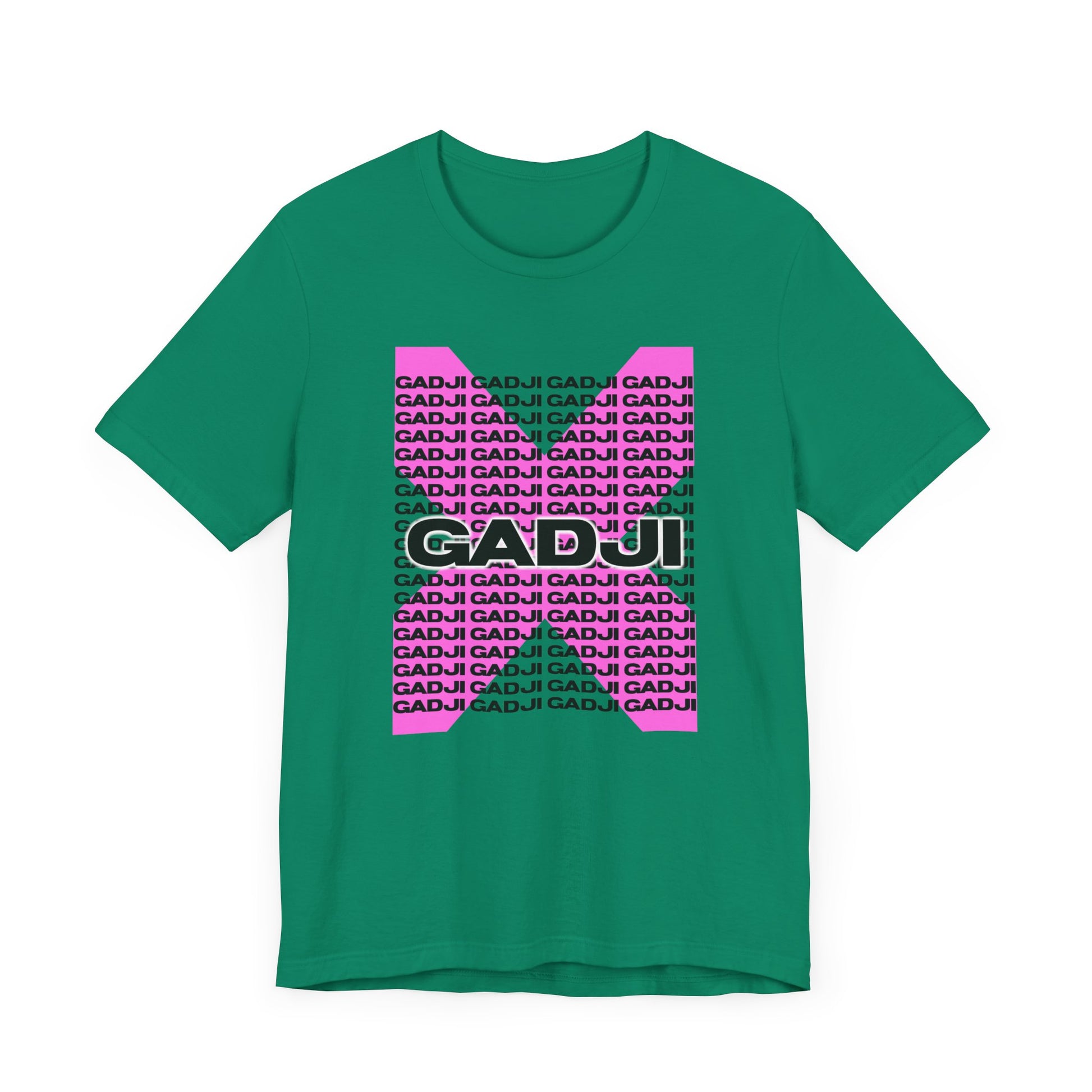 Short sleeve shirt with GADJI text integrated into a circular Roman shield design.