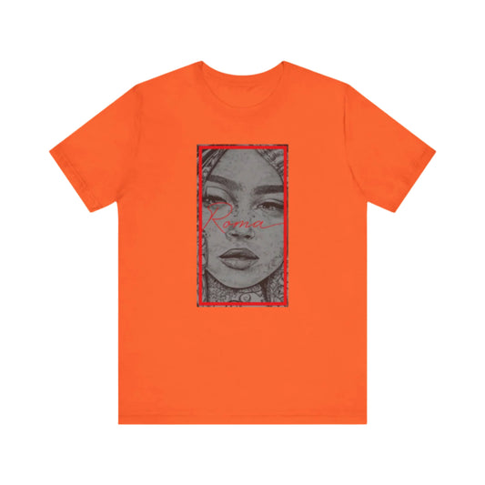 Illustrated t-shirt showing a confident girl’s face with natural curls, hoop earrings, and the word 'Strength' below.