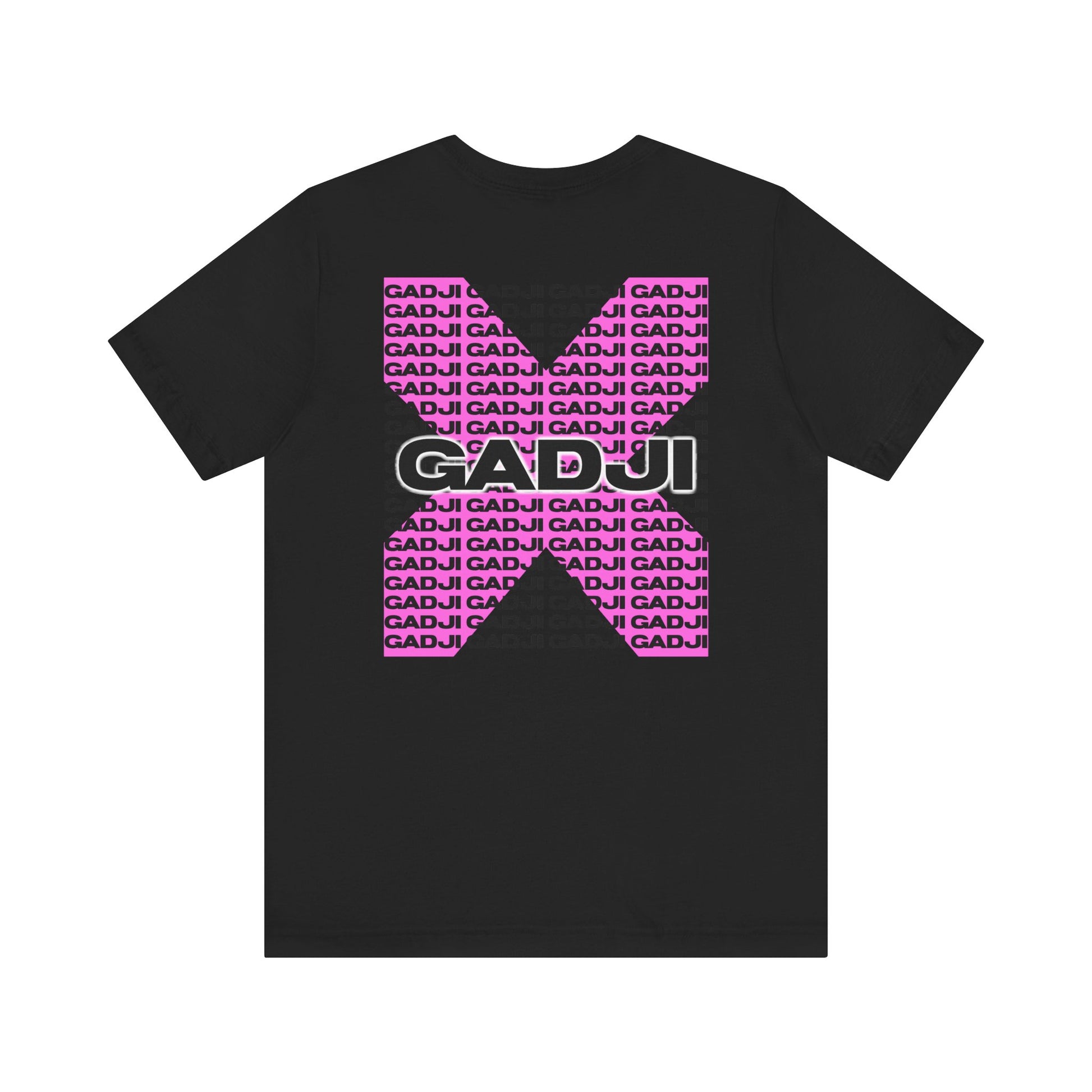 Casual crewneck tee featuring minimalistic GADJI lettering in black on white fabric.