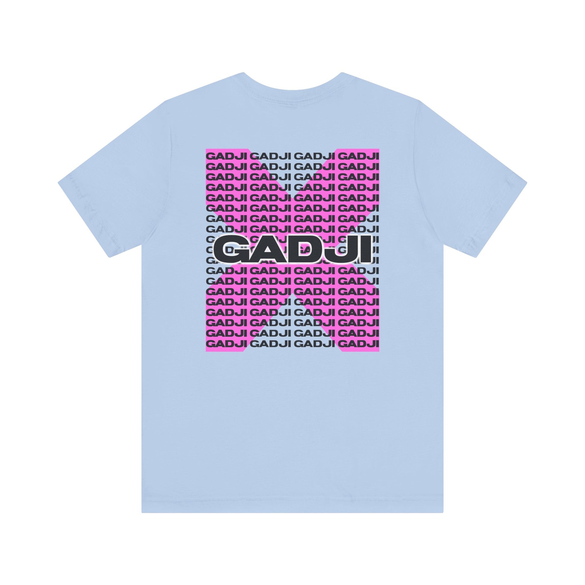T-shirt showcasing GADJI text in vintage Roma typography combined with chiseled stone texture.
