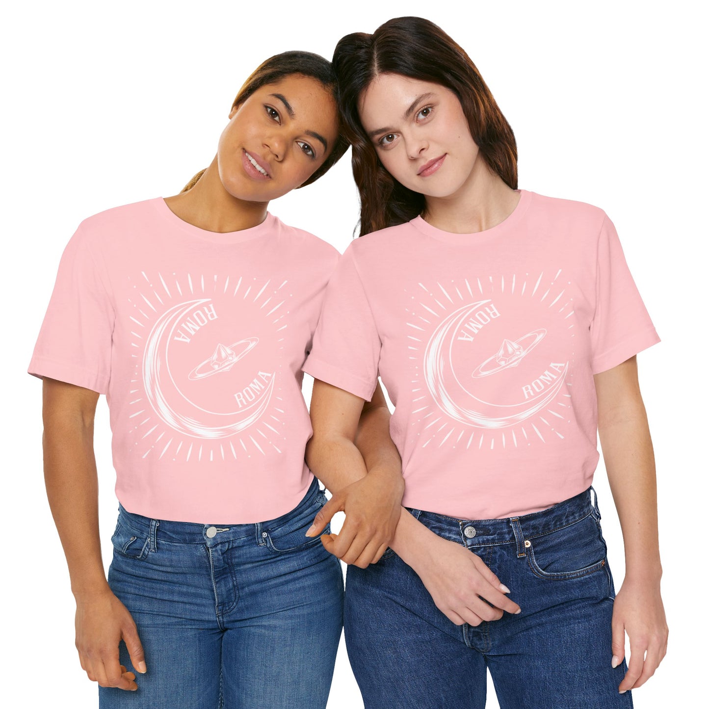 Light Comfort-fit shirt with cosmic half-moon design and modern ROMA fontT-shirst Roma designs