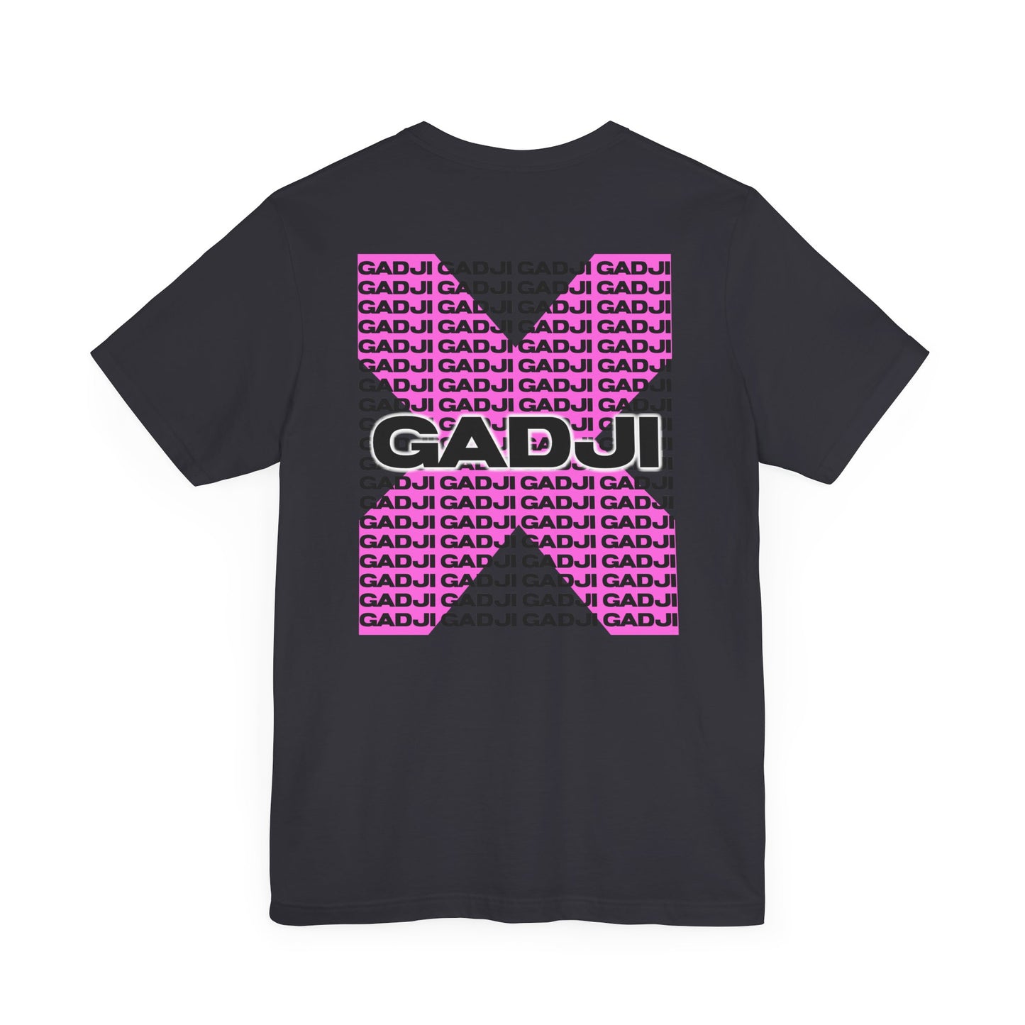 T-shirt featuring GADJI lettering with a cracked marble texture, giving a weathered Roman look.