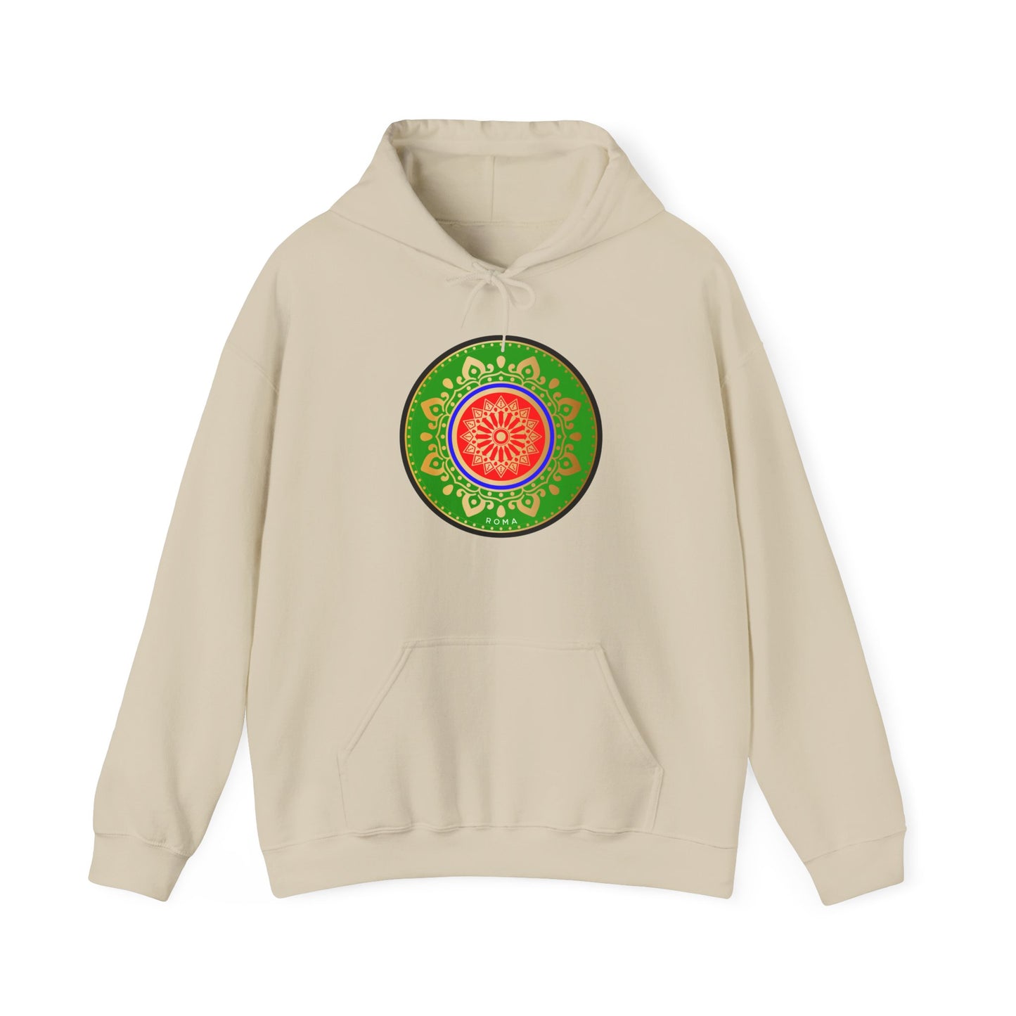 Sand front hoodie szukar roma sketch  and circle designwhite color