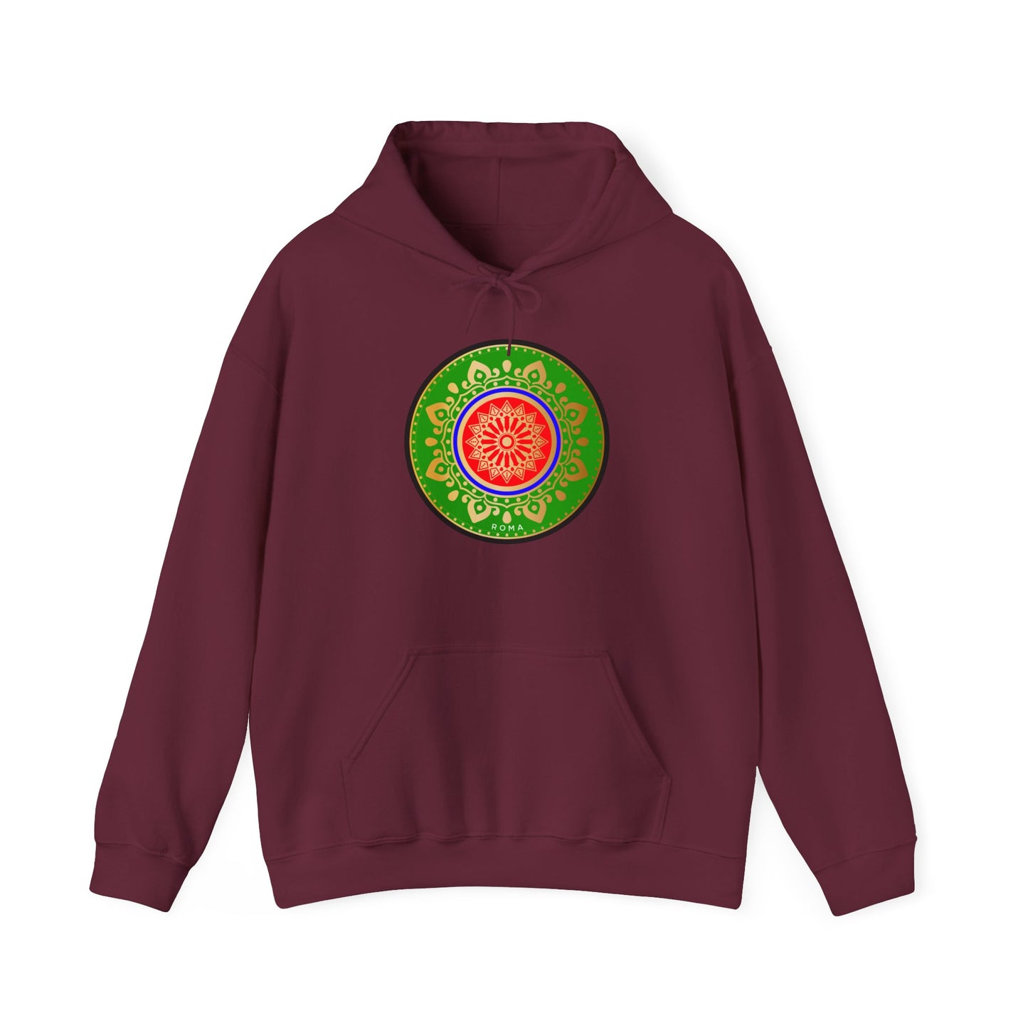 Maroon front hoodie szukar roma sketch  and circle designwhite color