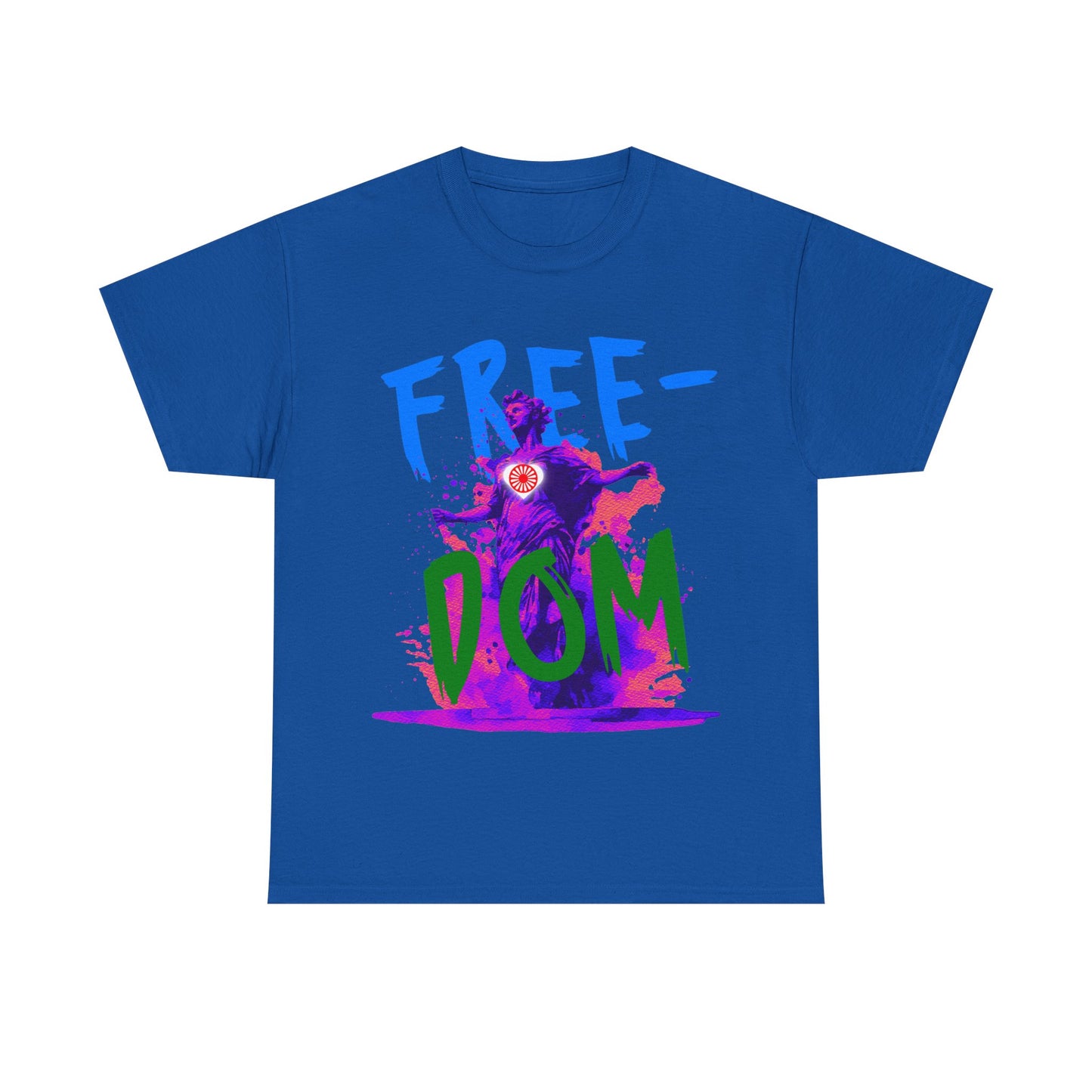 Modern graphic tee with a front-facing statue image and impactful “FREEDOM” wordmark.