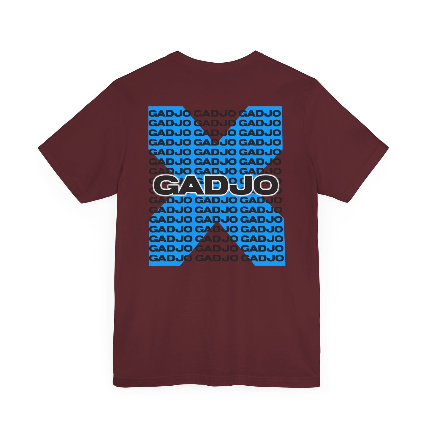 Casual tee design with GADJO text shaped from tiny stars, forming a constellation effect.