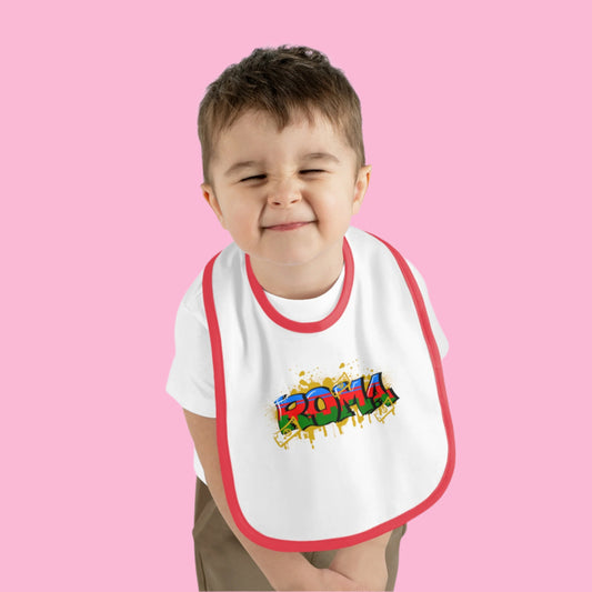 Baby Contrast Trim Jersey Bib – Mealtime, Made Cuter. Color red  and white
