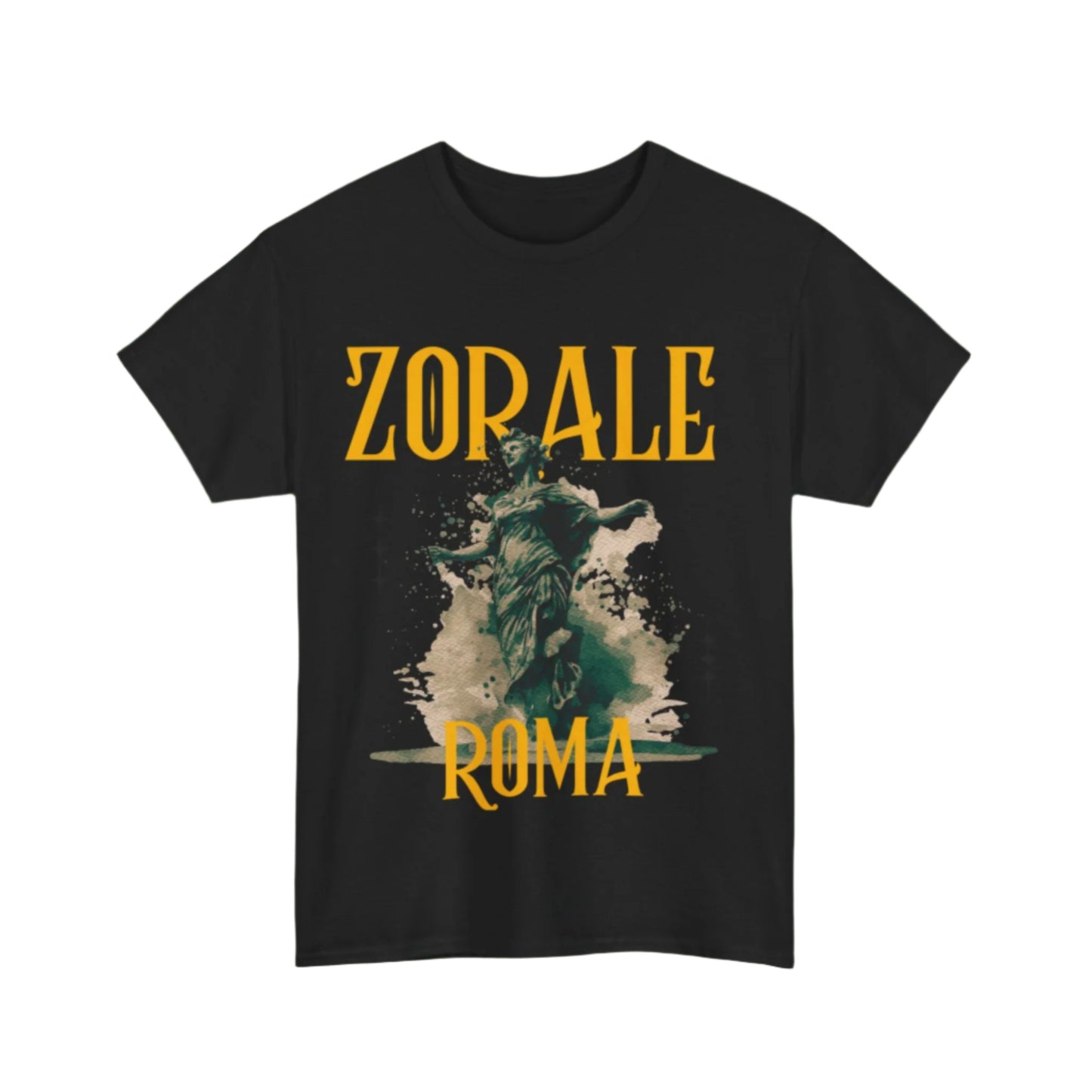 Zorale design tee from Szukar Roma with detailed statue imagery and ROMA text
