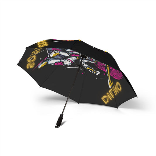 Eye-catching umbrella with a space-themed astronaut graphic and empowering “SO TU KERES” typography at the bottom.

