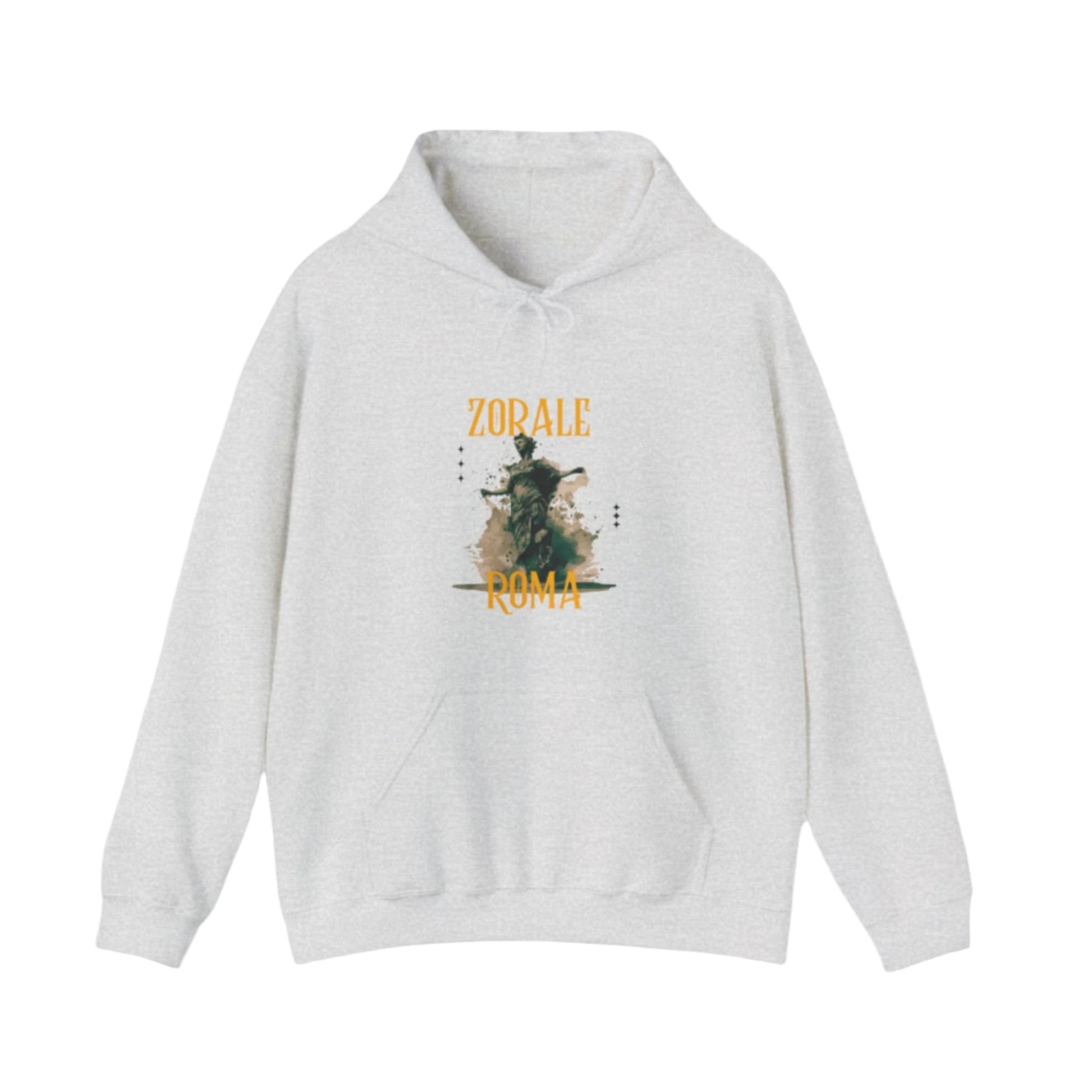 Minimalist WHITE hoodie with white ZORAL ROMA print and angel motif
