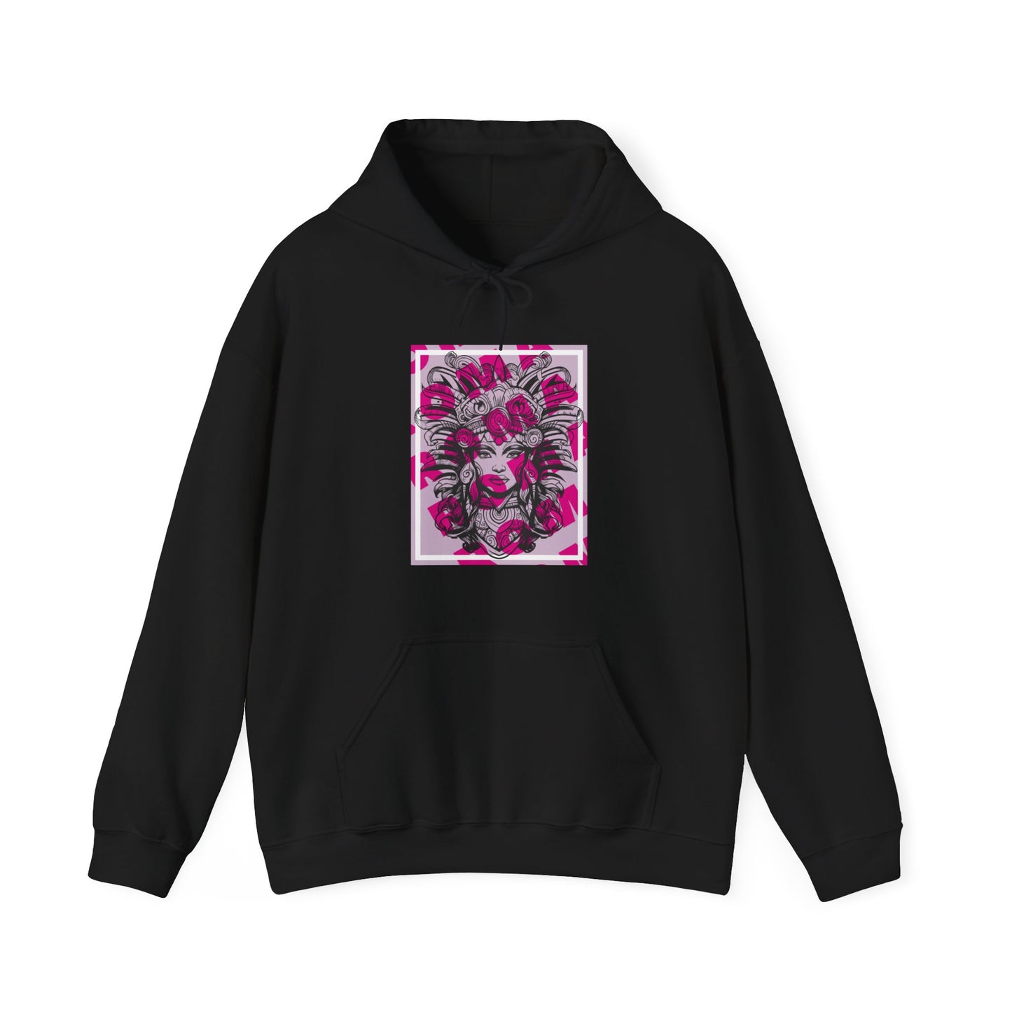 Soft cotton hoodie showing a dreamy close-up of a girl’s serene expression.

