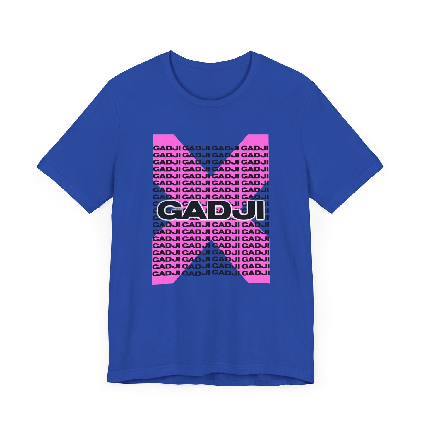 T-shirt with GADJI lettering designed to mimic ancient Roman stone engravings and texture.