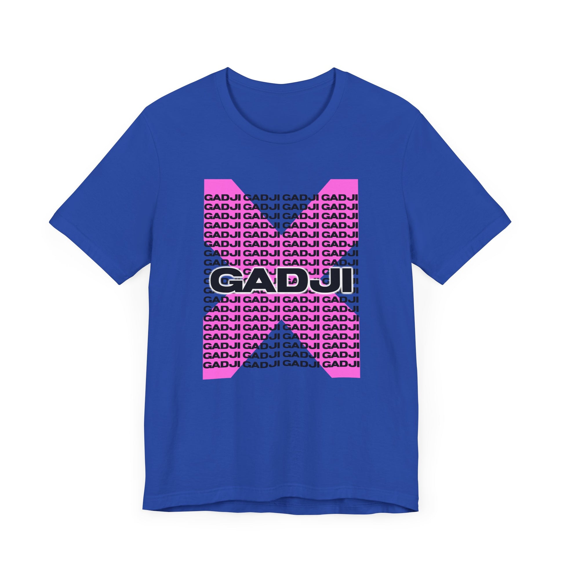 T-shirt with GADJI lettering designed to mimic ancient Roman stone engravings and texture.