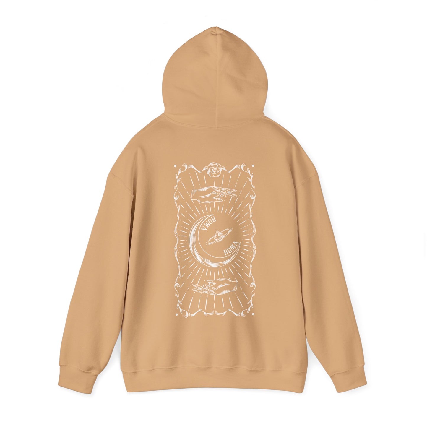 SAND  COLOR hoodie with unique ROMA half-moon design on front