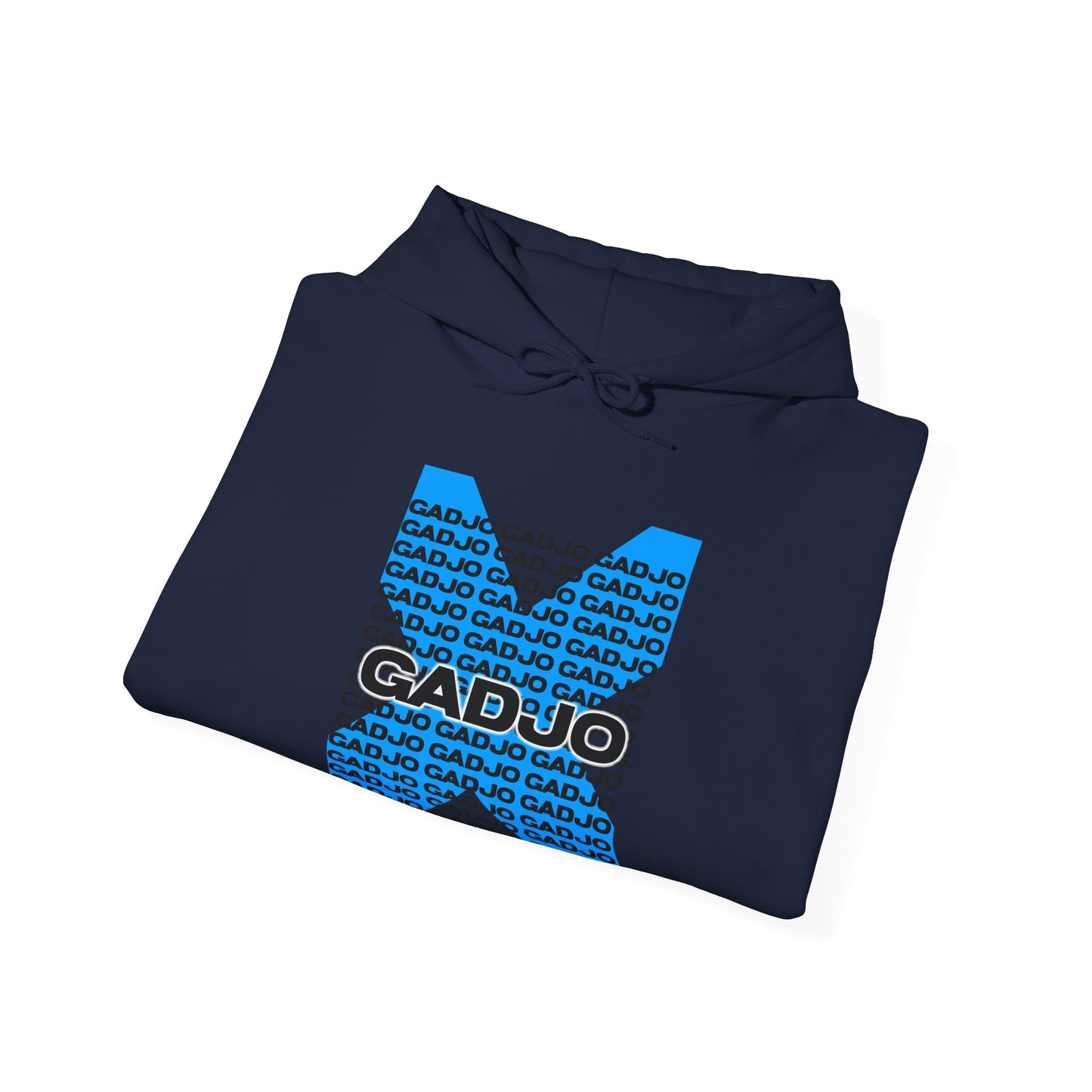 Relaxed-fit hoodie featuring stylized “GADJO” text in a brushstroke effect, blending art and fashion.

