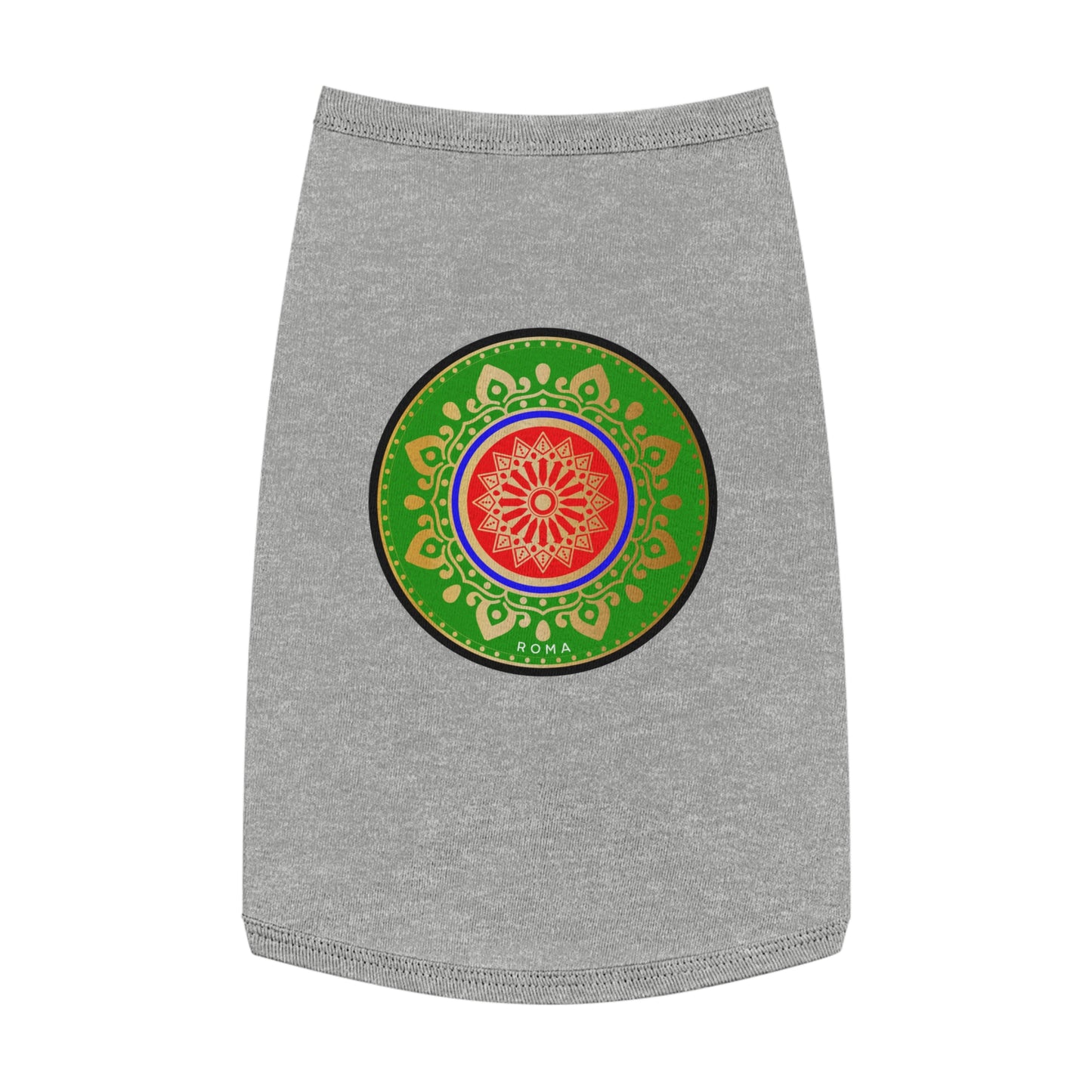 Dog in a fashionable tank top, perfect for street-style lovers.