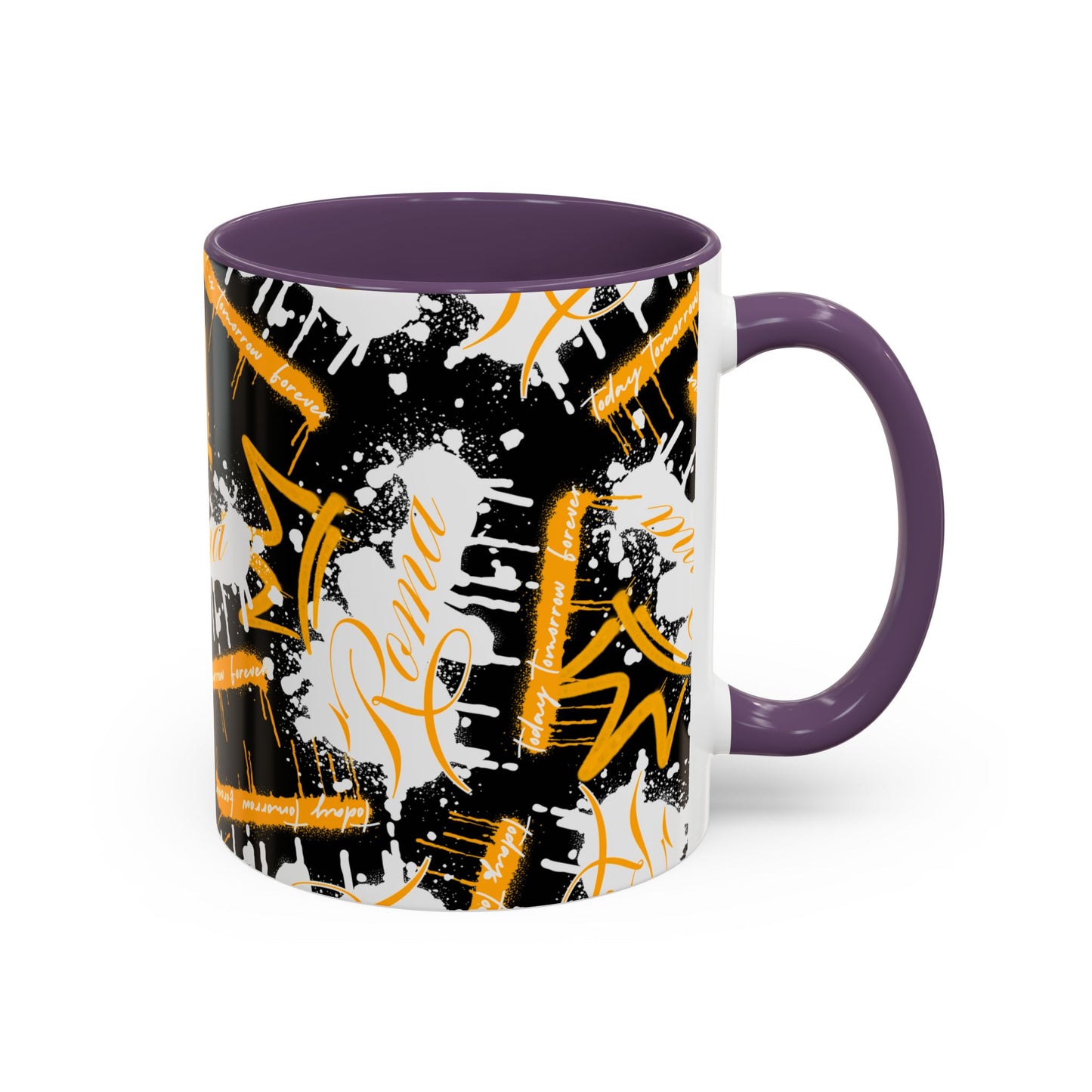 Mug designed with bold ROMA text, perfect for everyday use.

