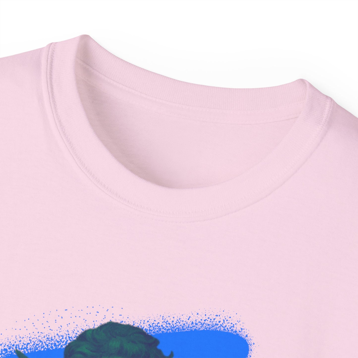 Spiritual-inspired tee with a cosmic girl illustration encased in a radiant circle, moonlight reflections and stars forming a halo, with textual accents: 'LACIE ROMA' and 'GOO Mantra'.