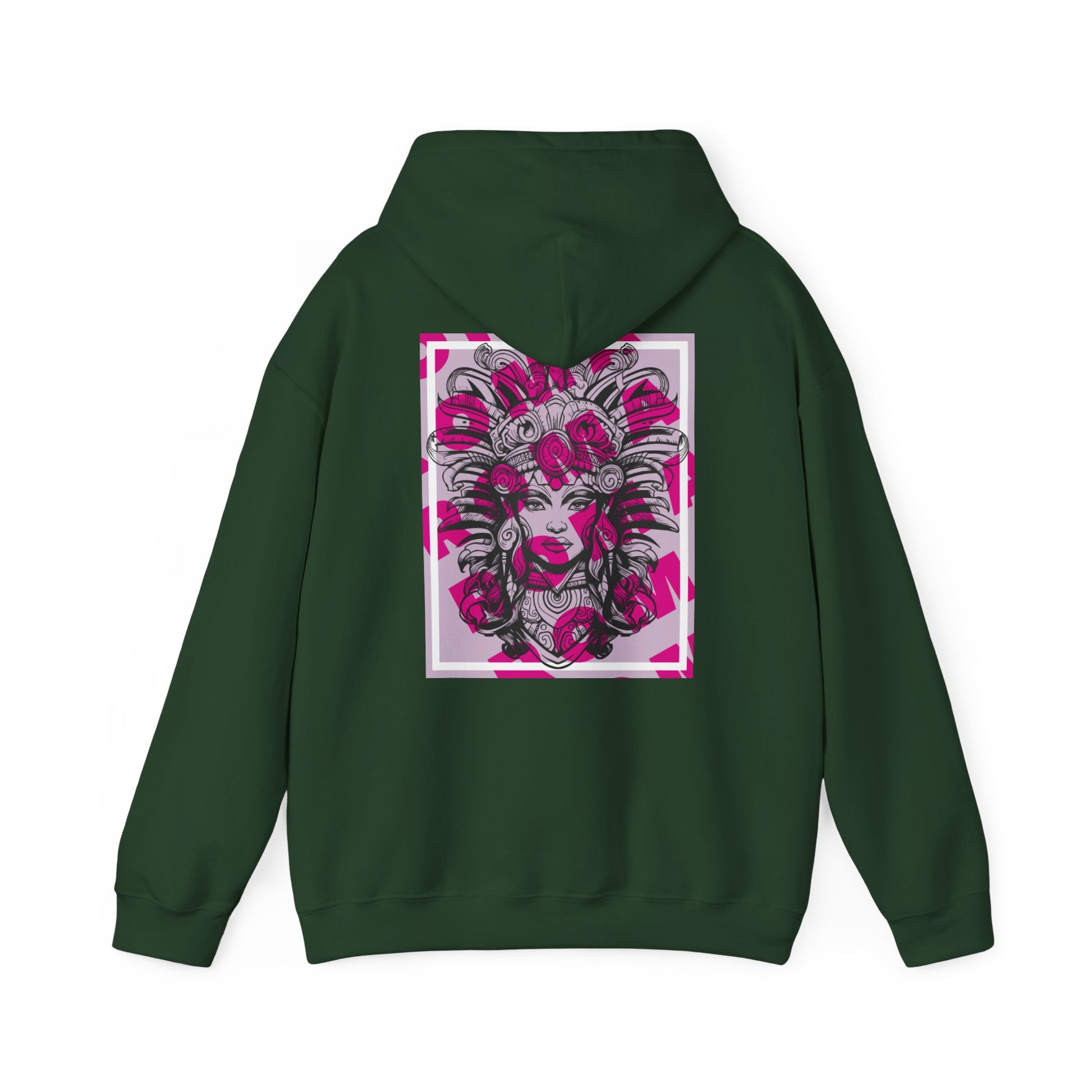 Soft fabric hoodie showcasing a close-up of a girl’s face with a calm and reflective expression.

