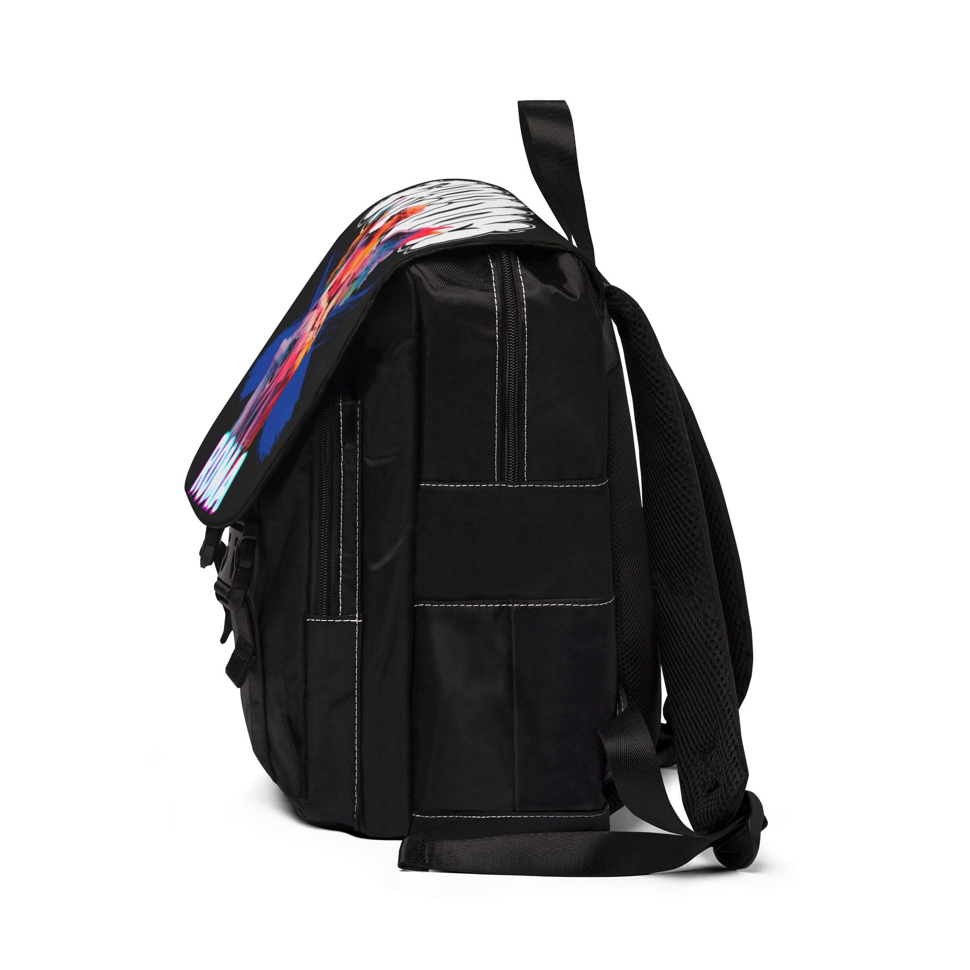 black bagpack crown freedom angel sketch roma design