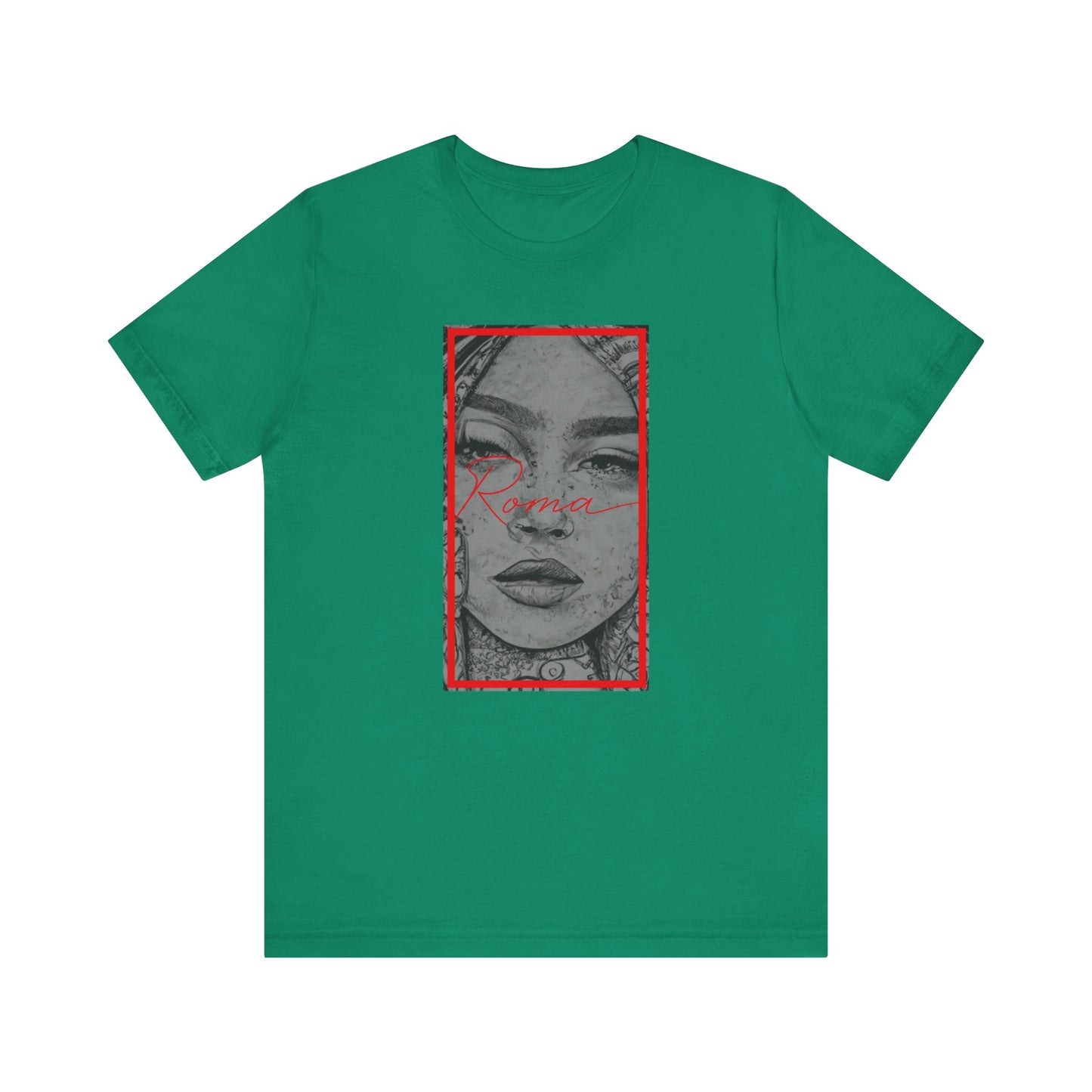 T-shirt featuring a watercolor-style portrait of a girl’s serene face surrounded by wildflowers.