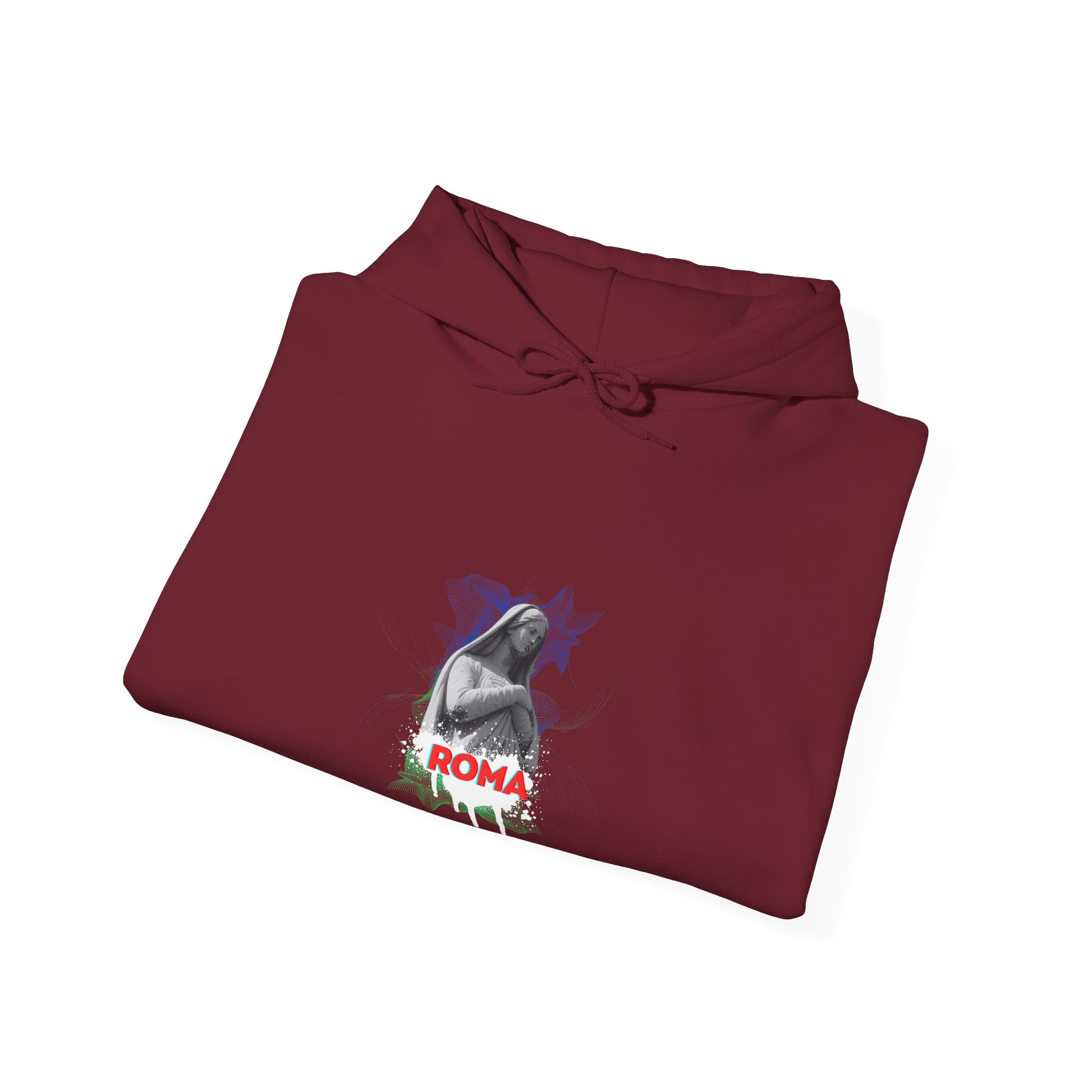 maroon folded hoodie roma design