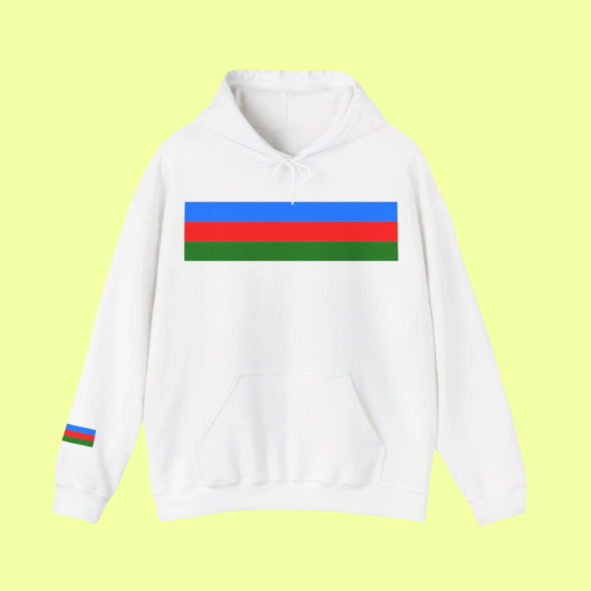 Trendy hoodie combining Roma flag colors with modern streetwear elements.

