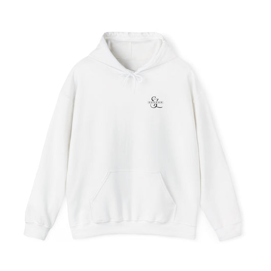 Men’s hoodie with minimalistic SZUKAR text design, perfect for everyday wear.