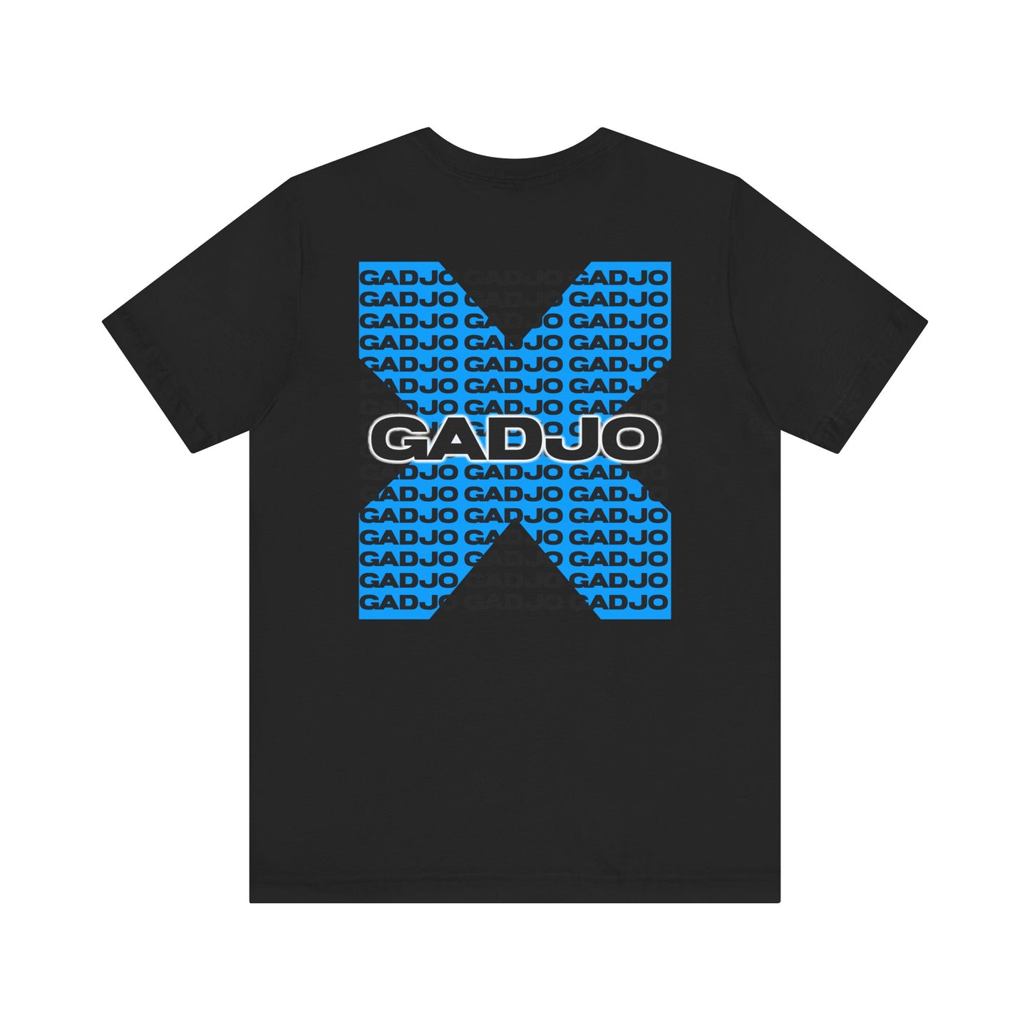 Faded t-shirt with distressed GADJO lettering over a tribal print strip across the chest.
