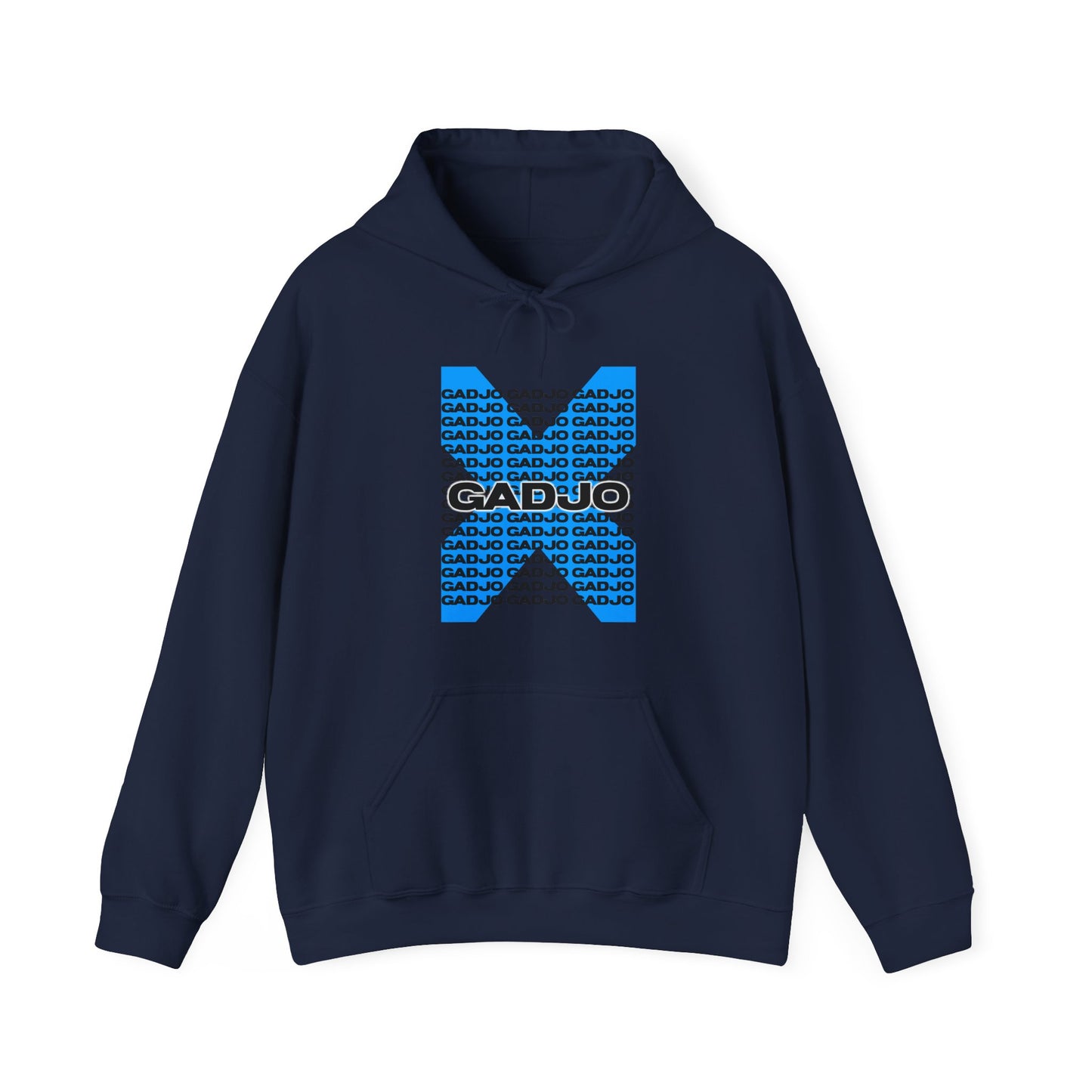 Classic pullover hoodie with small “GADJO” embroidery near the neckline.


