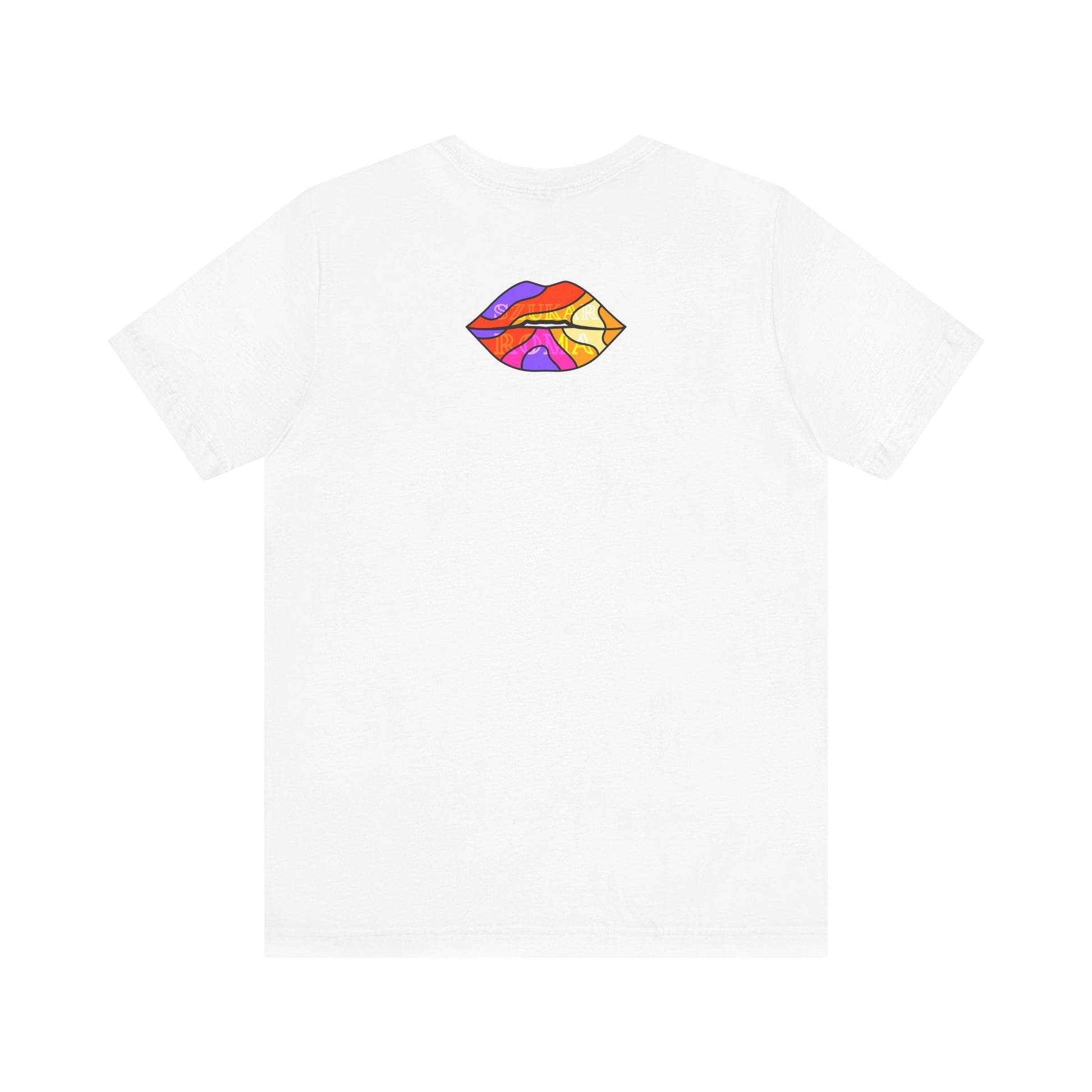 Funky lips design on soft cotton shirt with barely readable SUKAR ROMA text