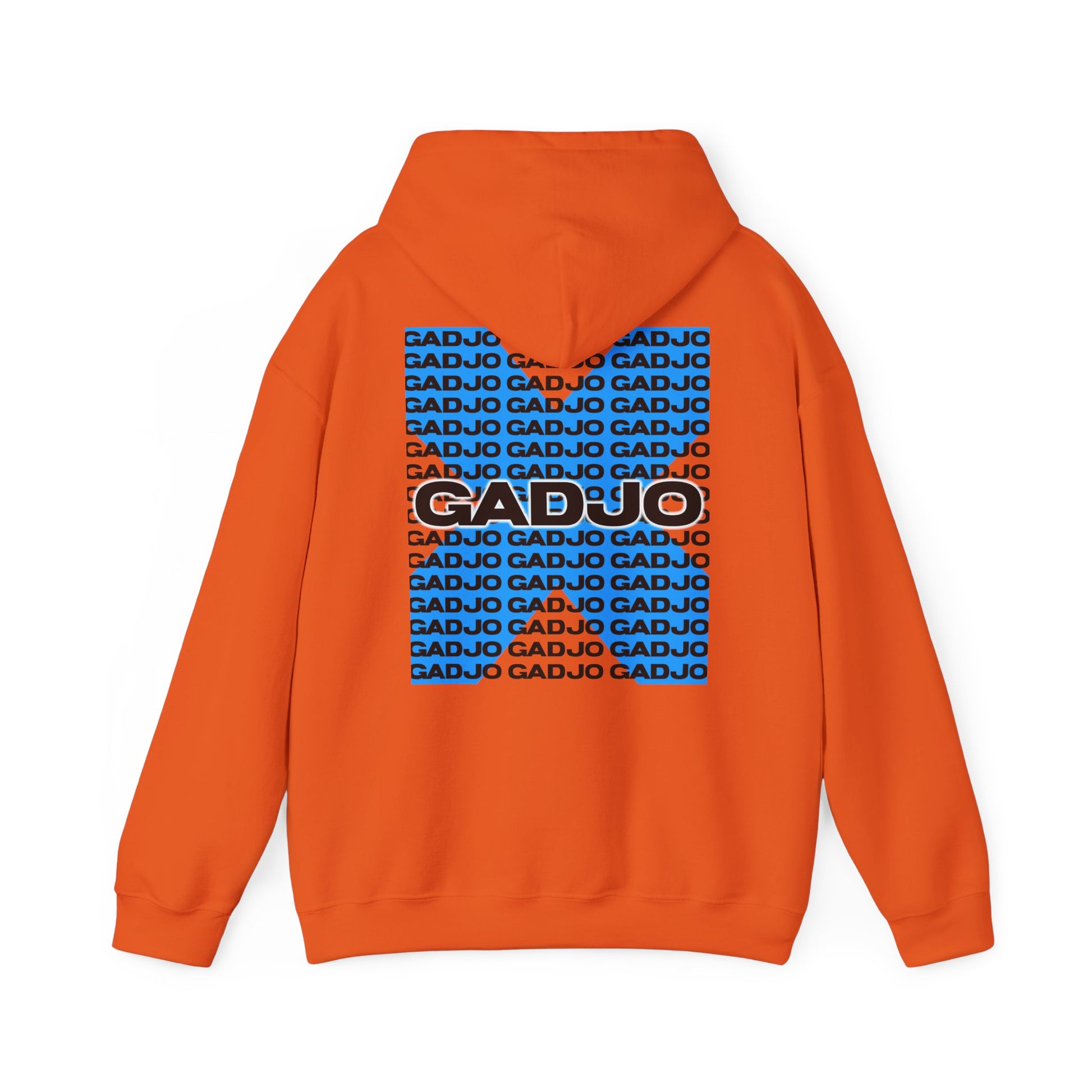 Hoodie featuring a mirrored “GADJO” design across the chest, creating a symmetrical look.

