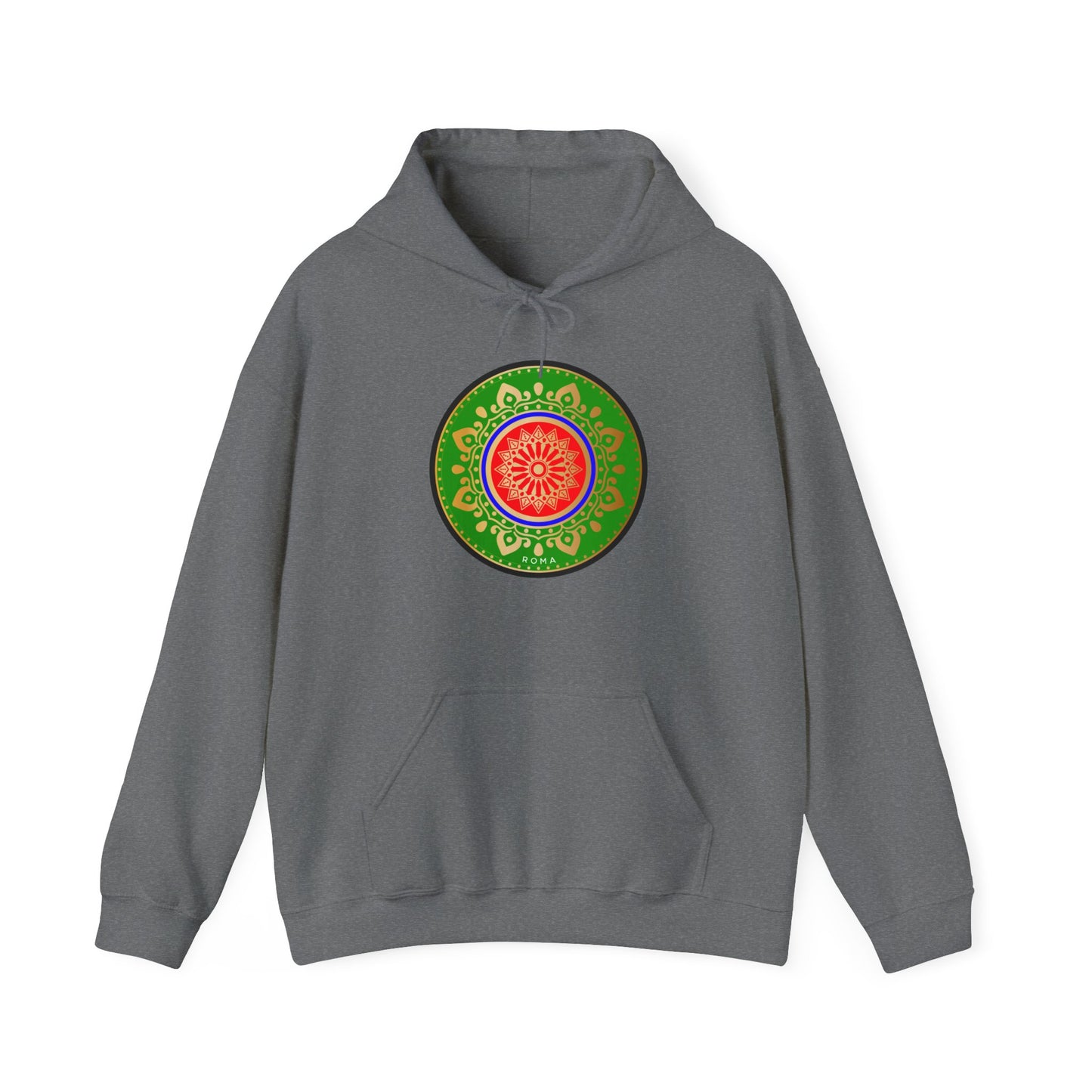 Gray front hoodie szukar roma sketch  and circle designwhite color