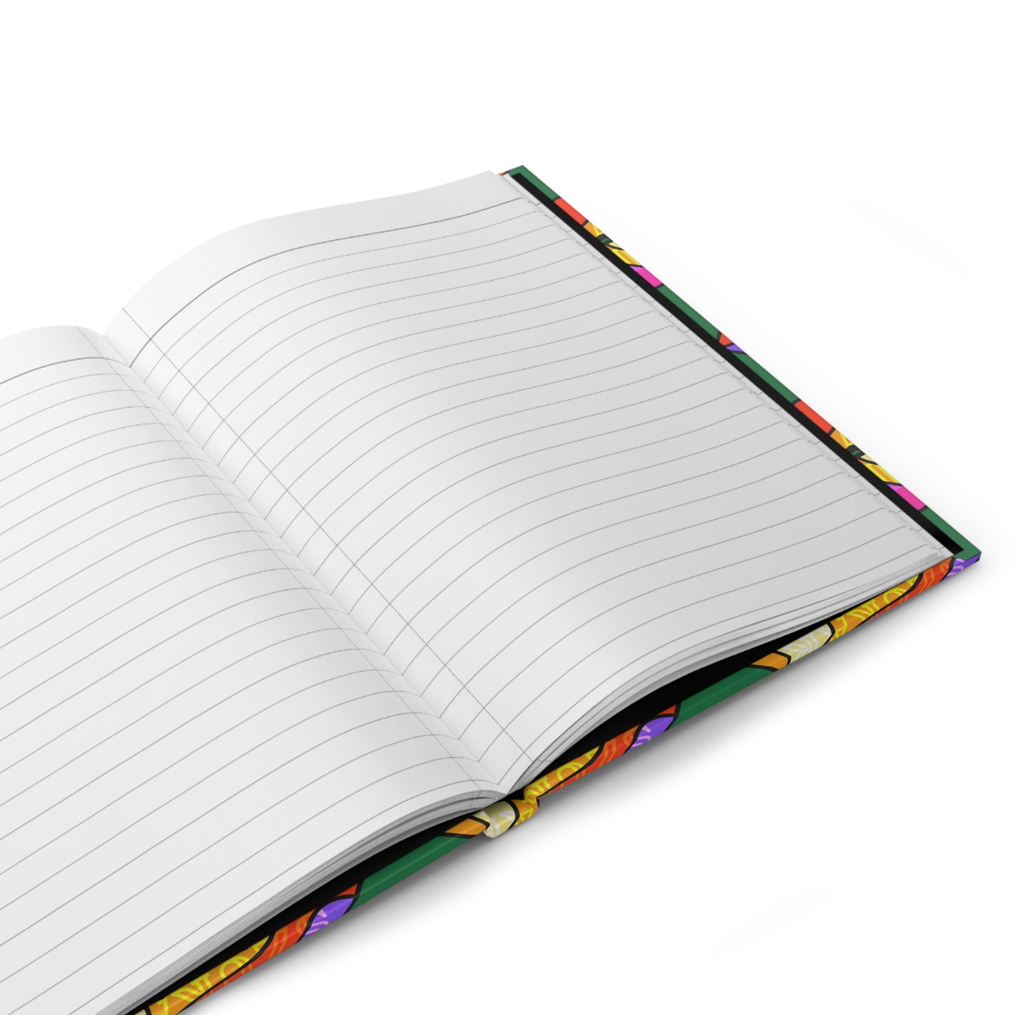Hardcover journal with green-themed lips design and ROMA title.